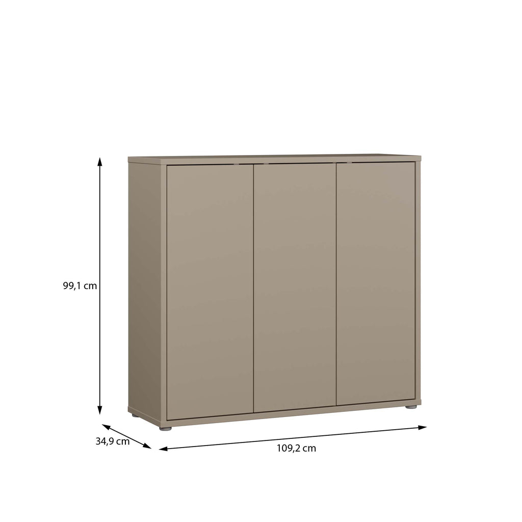 Alice Springs Shoe Cabinet with 3 Doors Push-to-Open in Taupe