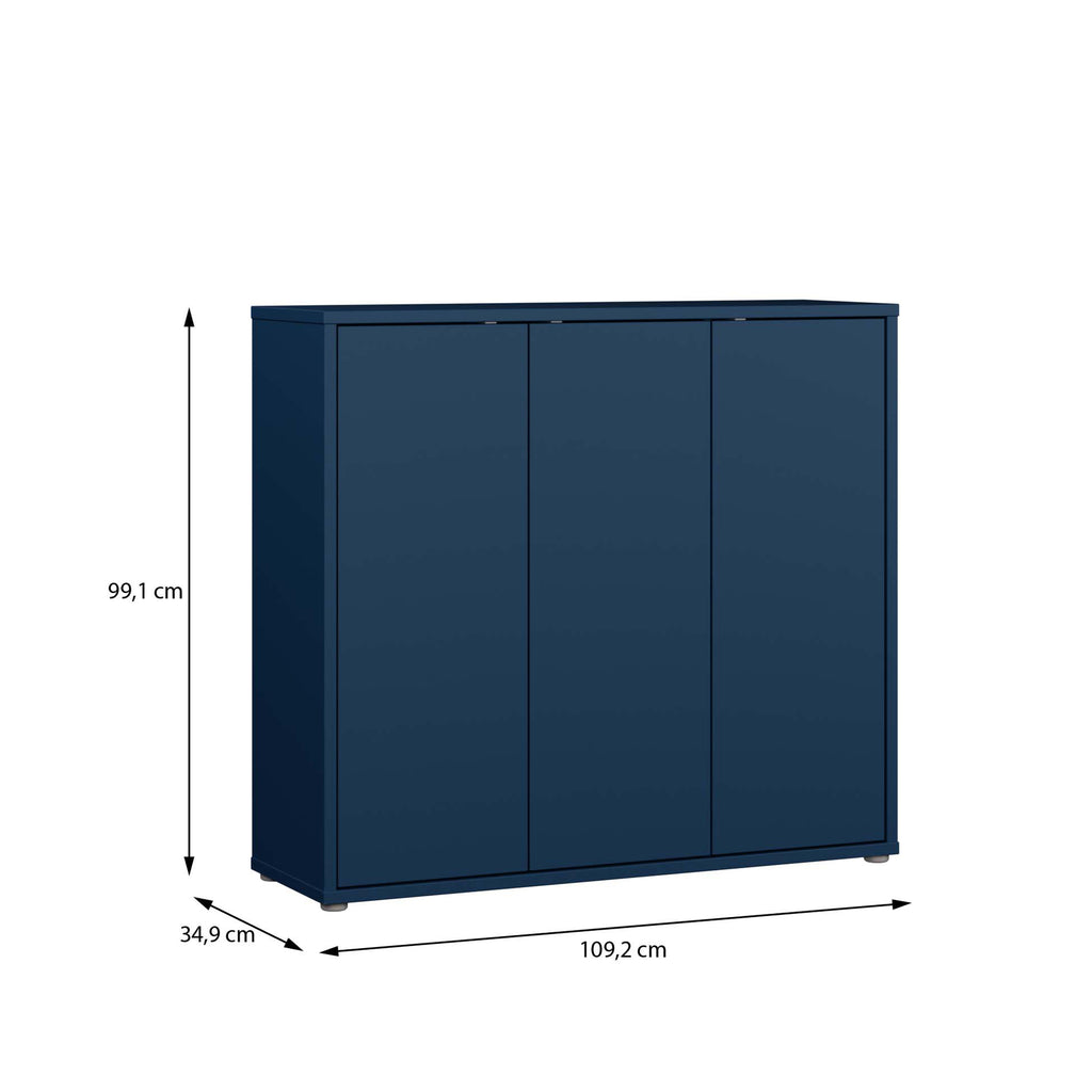 Alice Springs Shoe Cabinet with 3 Doors Push-to-Open in Night Blue