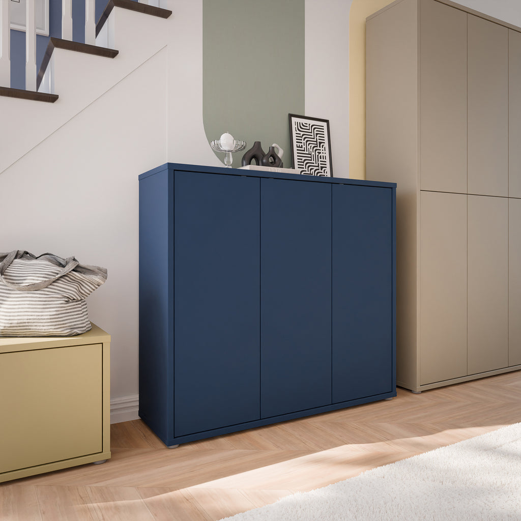 Alice Springs Shoe Cabinet with 3 Doors Push-to-Open in Night Blue