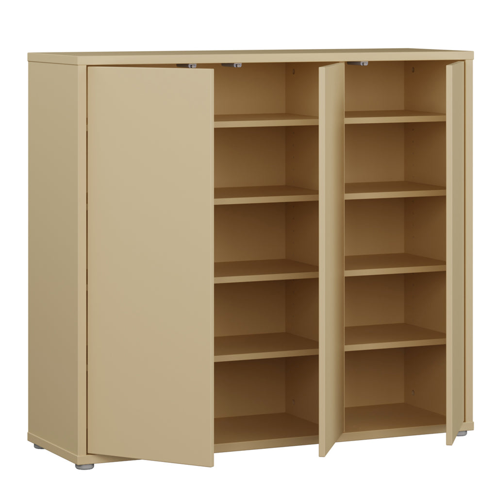 Alice Springs Shoe Cabinet with 3 Doors Push-to-Open in Butter Yellow