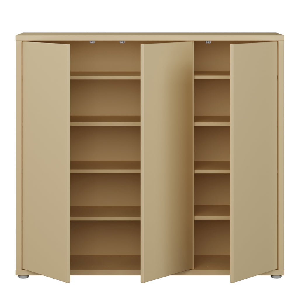 Alice Springs Shoe Cabinet with 3 Doors Push-to-Open in Butter Yellow