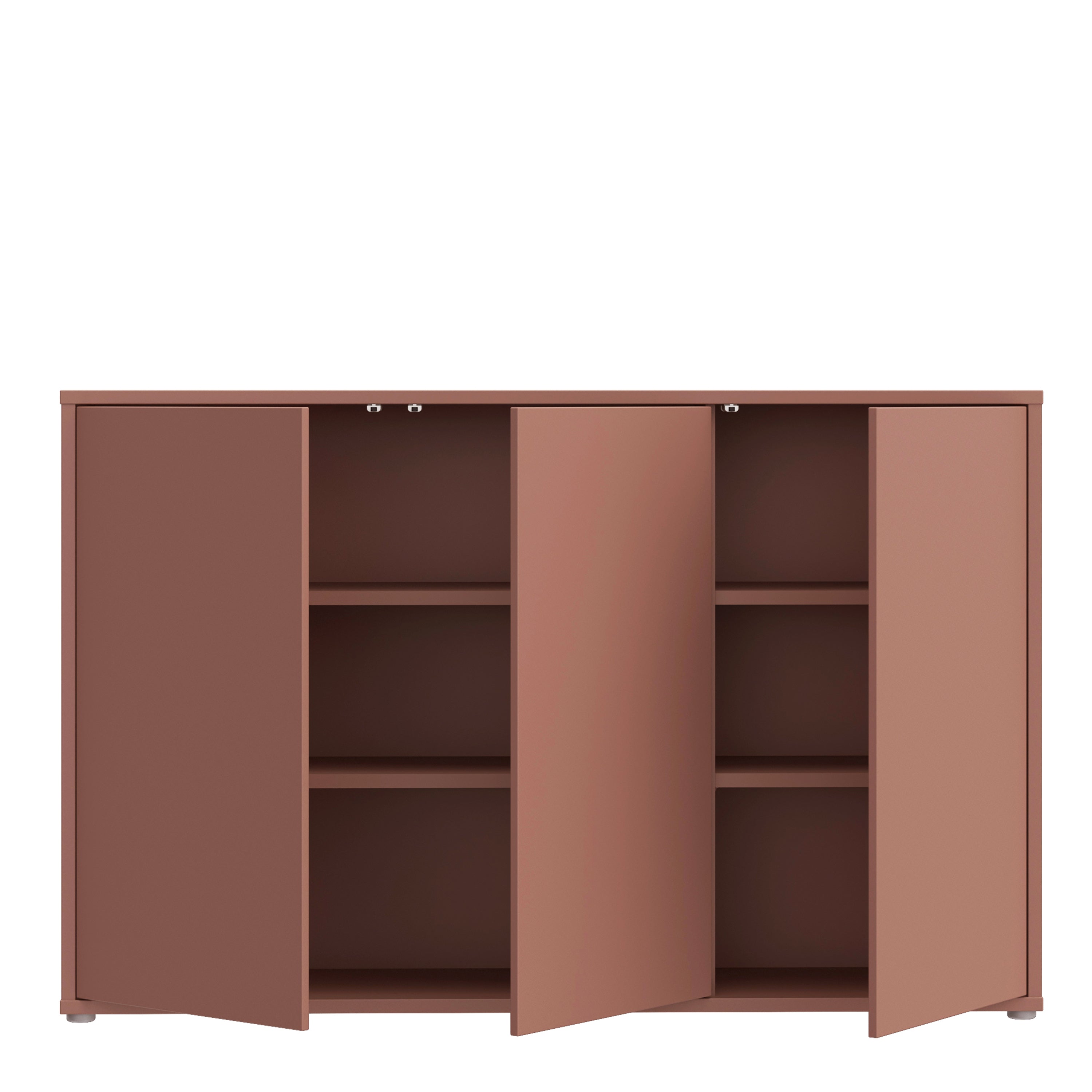 Alice Springs 3 Door Sideboard with Push-to-Open Doors in Terracotta