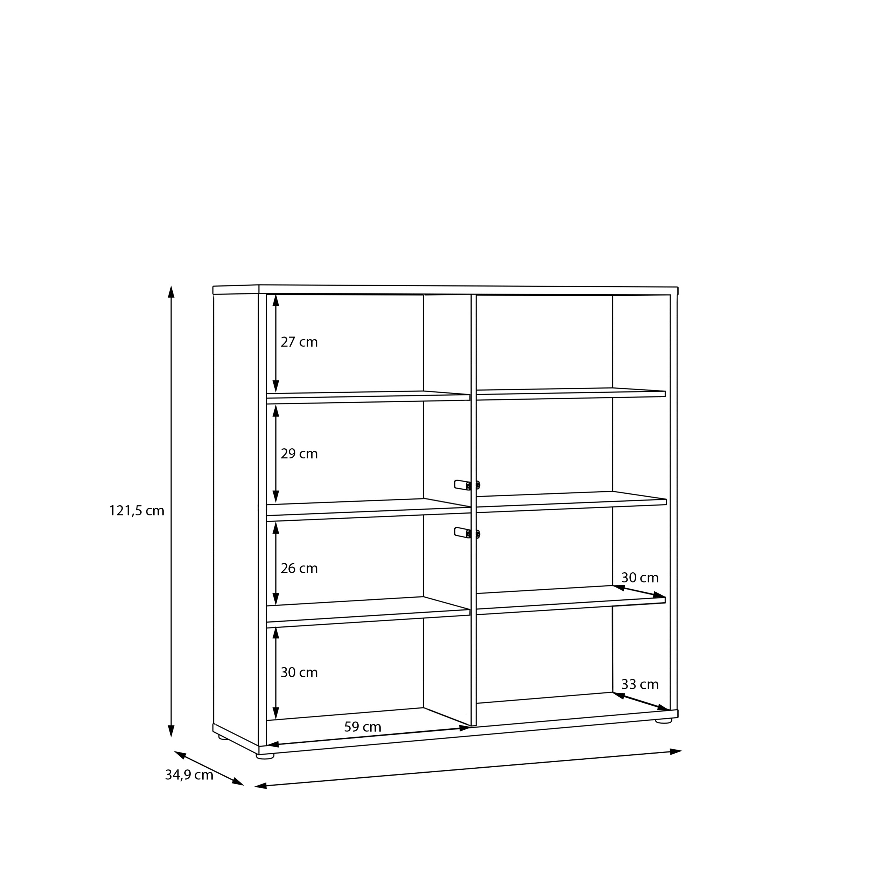 Alice Springs 4 Door Large Storage Cabinet with Push-to-Open Doors in Elegancia Oak