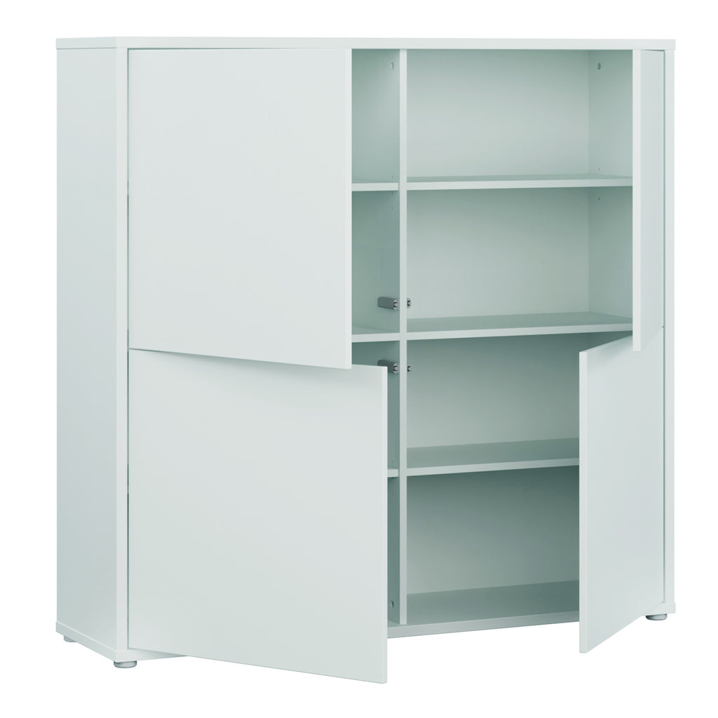 Alice Springs 4 Door Large Storage Cabinet with Push-to-Open Doors in Light Grey