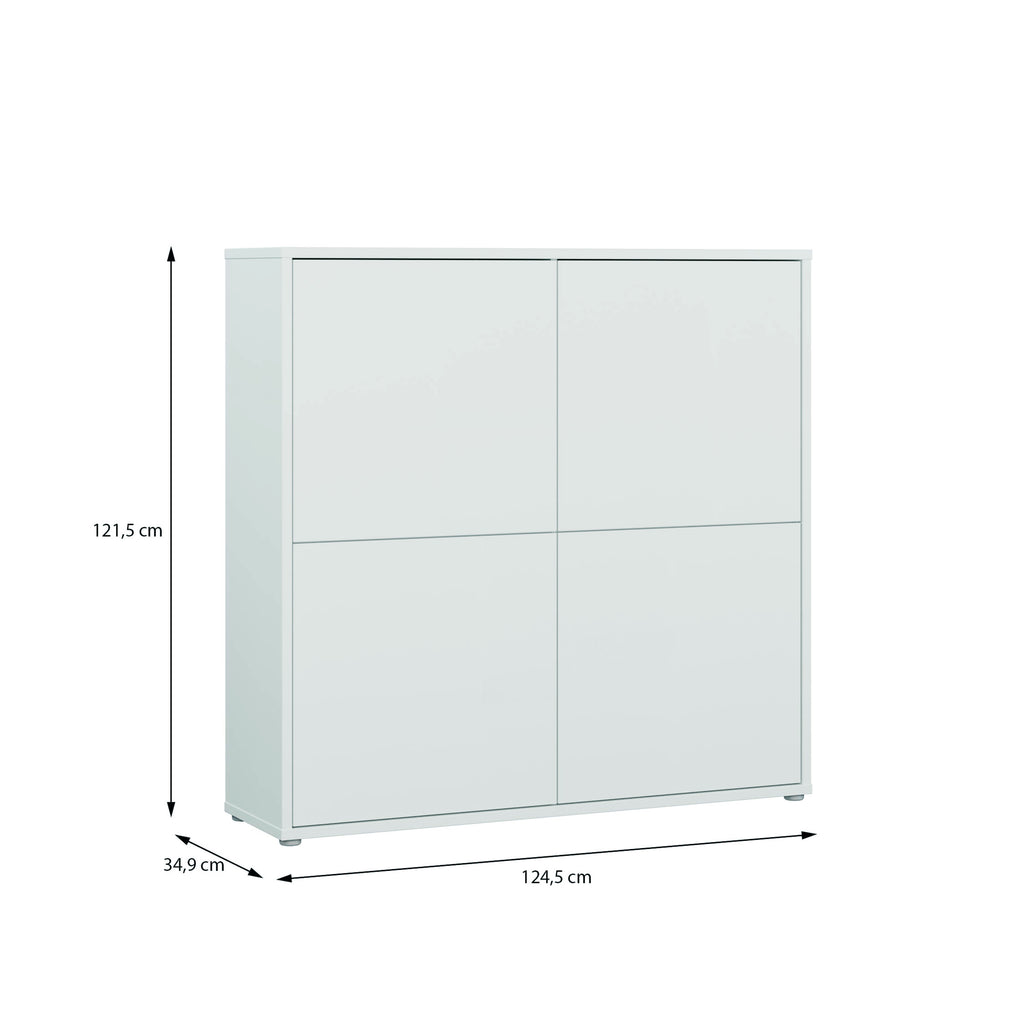 Alice Springs 4 Door Large Storage Cabinet with Push-to-Open Doors in Light Grey