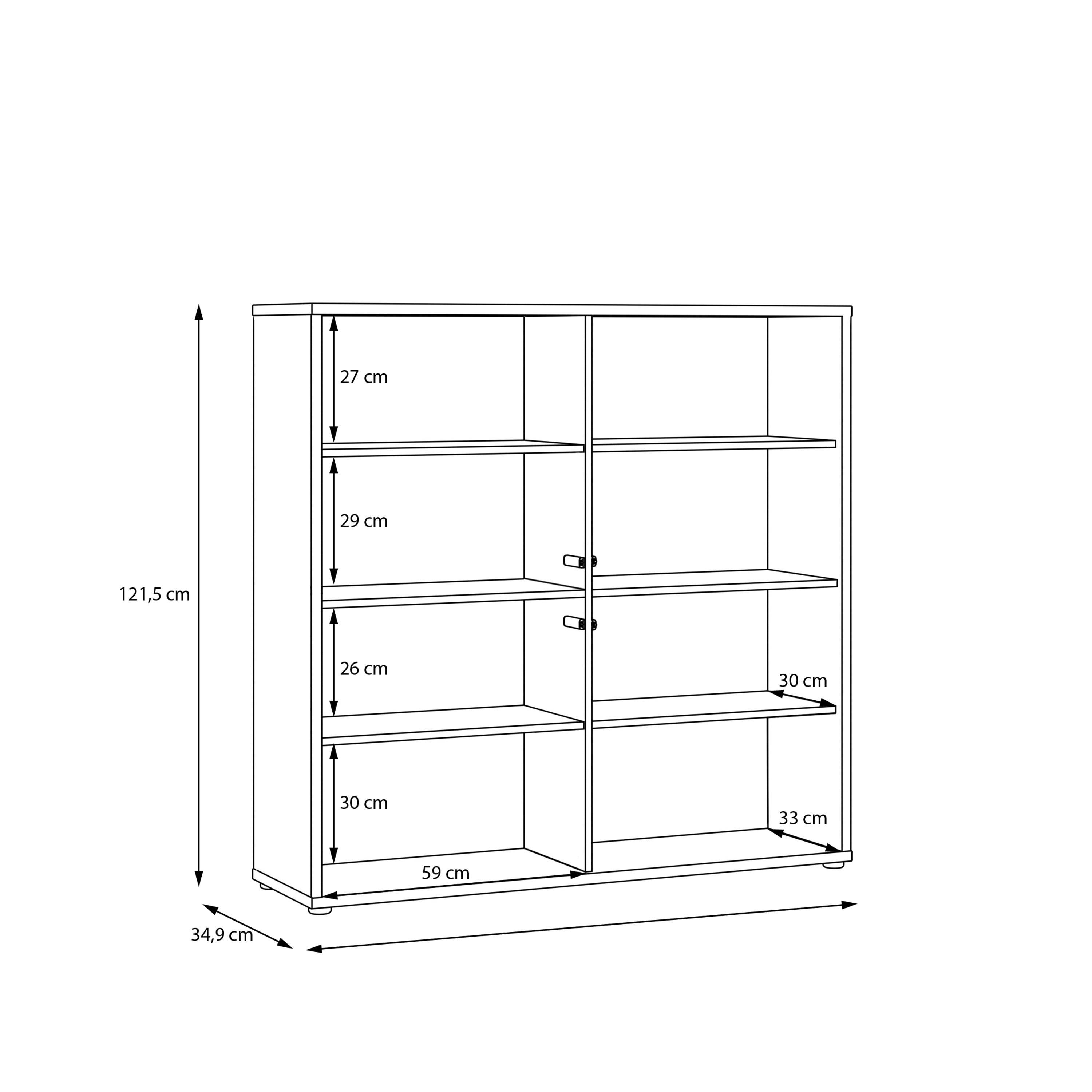 Alice Springs 4 Door Large Storage Cabinet with Push-to-Open Doors in Light Grey