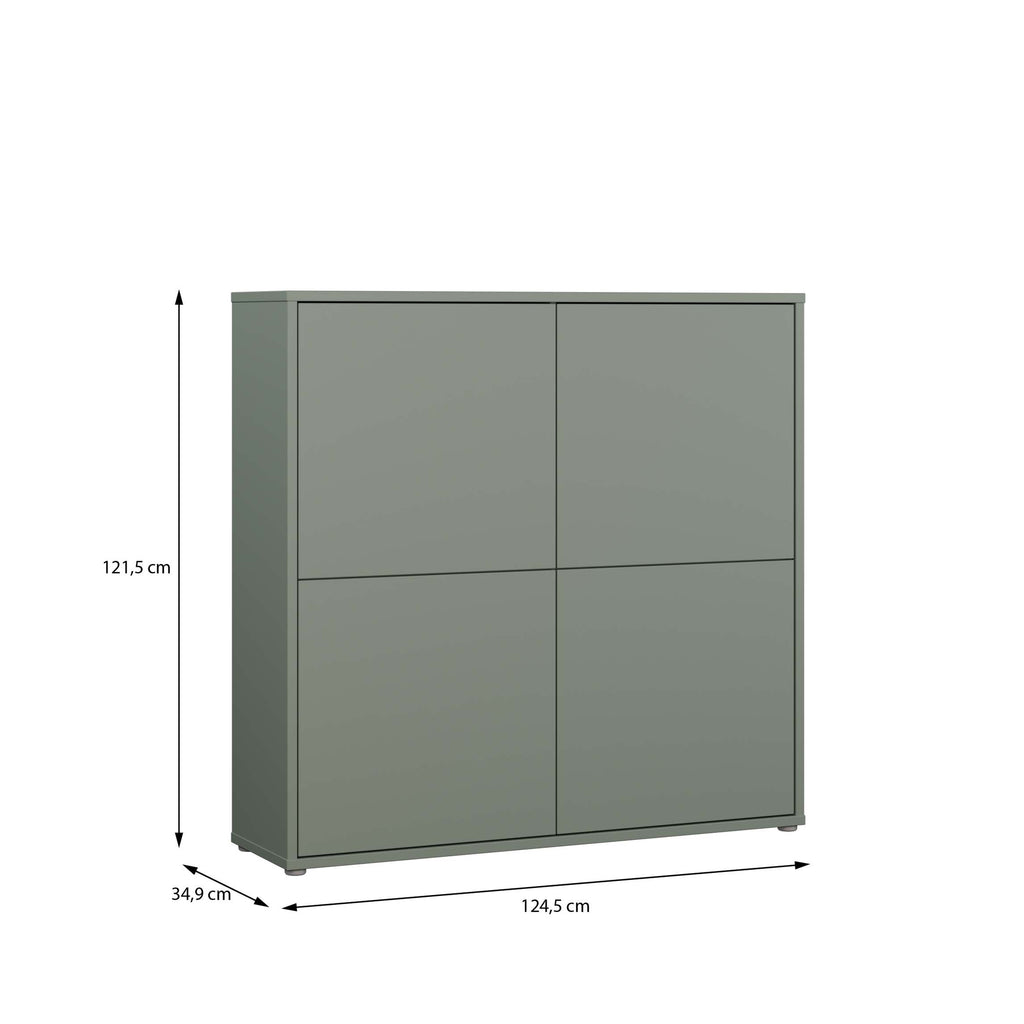 Alice Springs 4 Door Large Storage Cabinet with Push-to-Open Doors in Sage Green