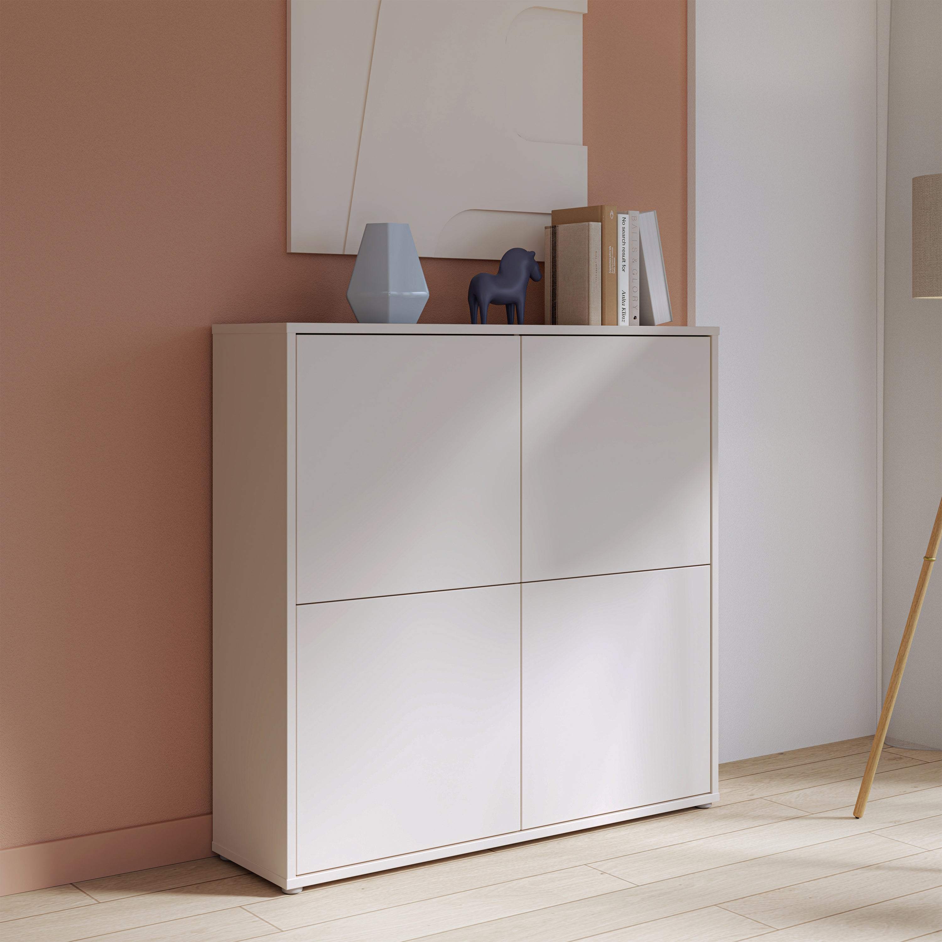 Alice Springs 4 Door Large Storage Cabinet with Push-to-Open Doors in Sand