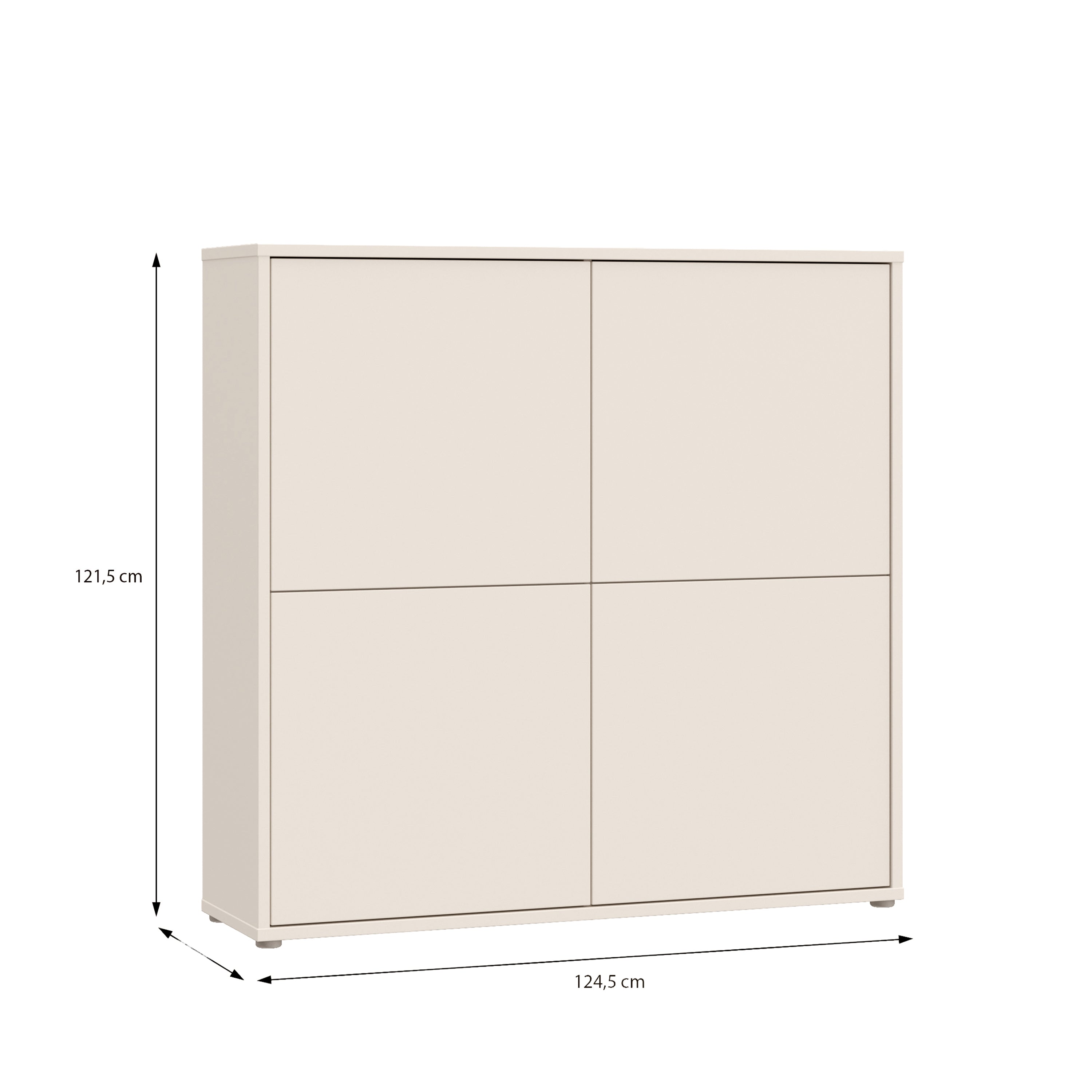Alice Springs 4 Door Large Storage Cabinet with Push-to-Open Doors in Sand