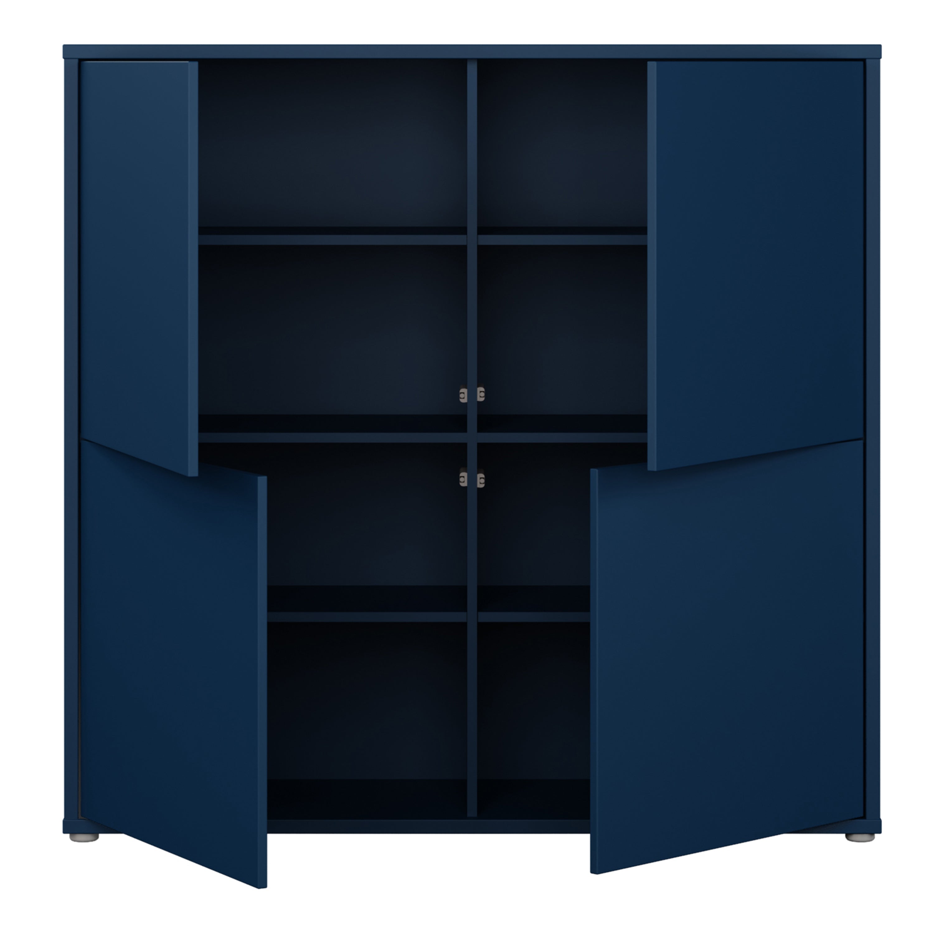 Alice Springs 4 Door Large Storage Cabinet with Push-to-Open Doors in Night Blue