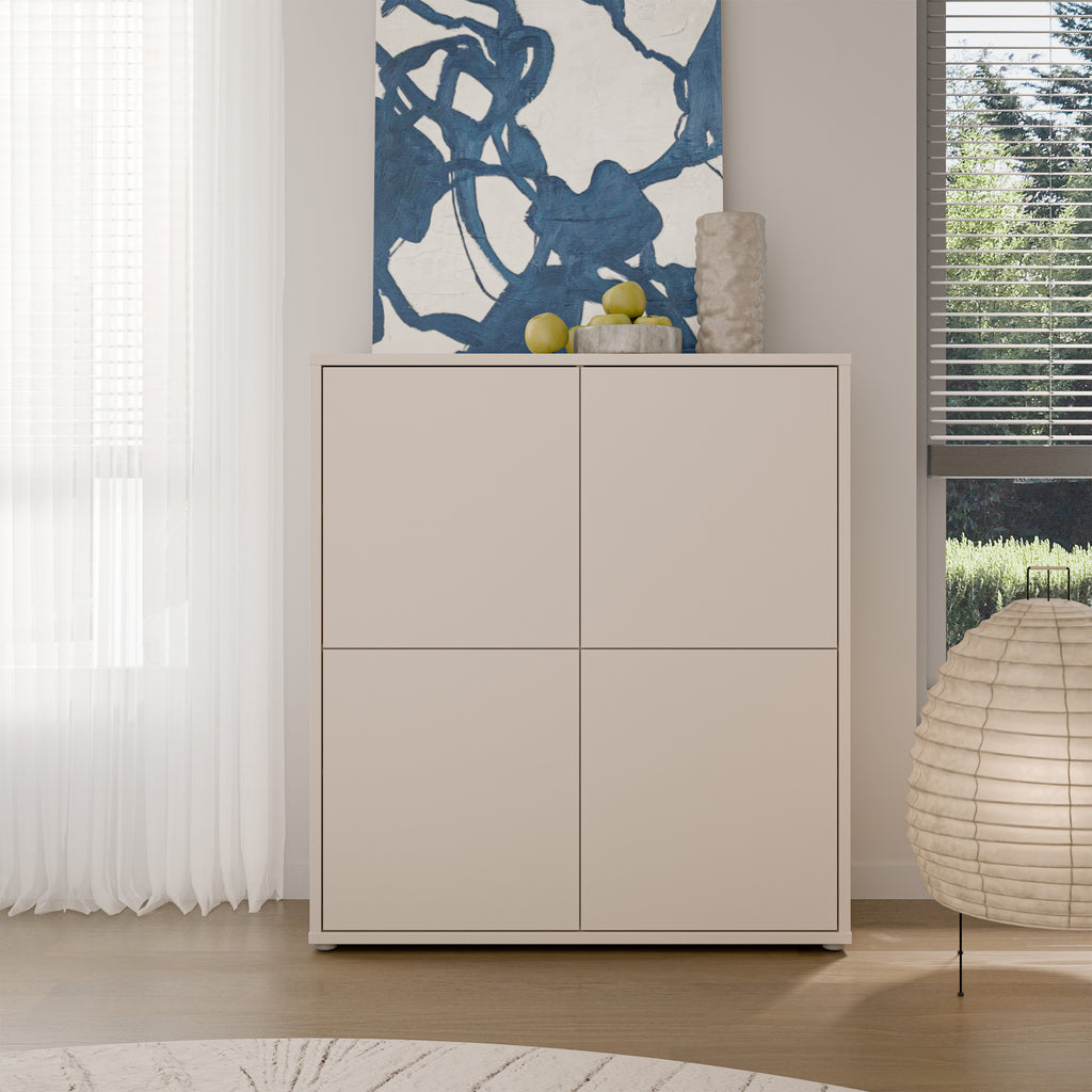 Alice Springs 4 Door Storage Cabinet with Push-to-Open Doors in Sand