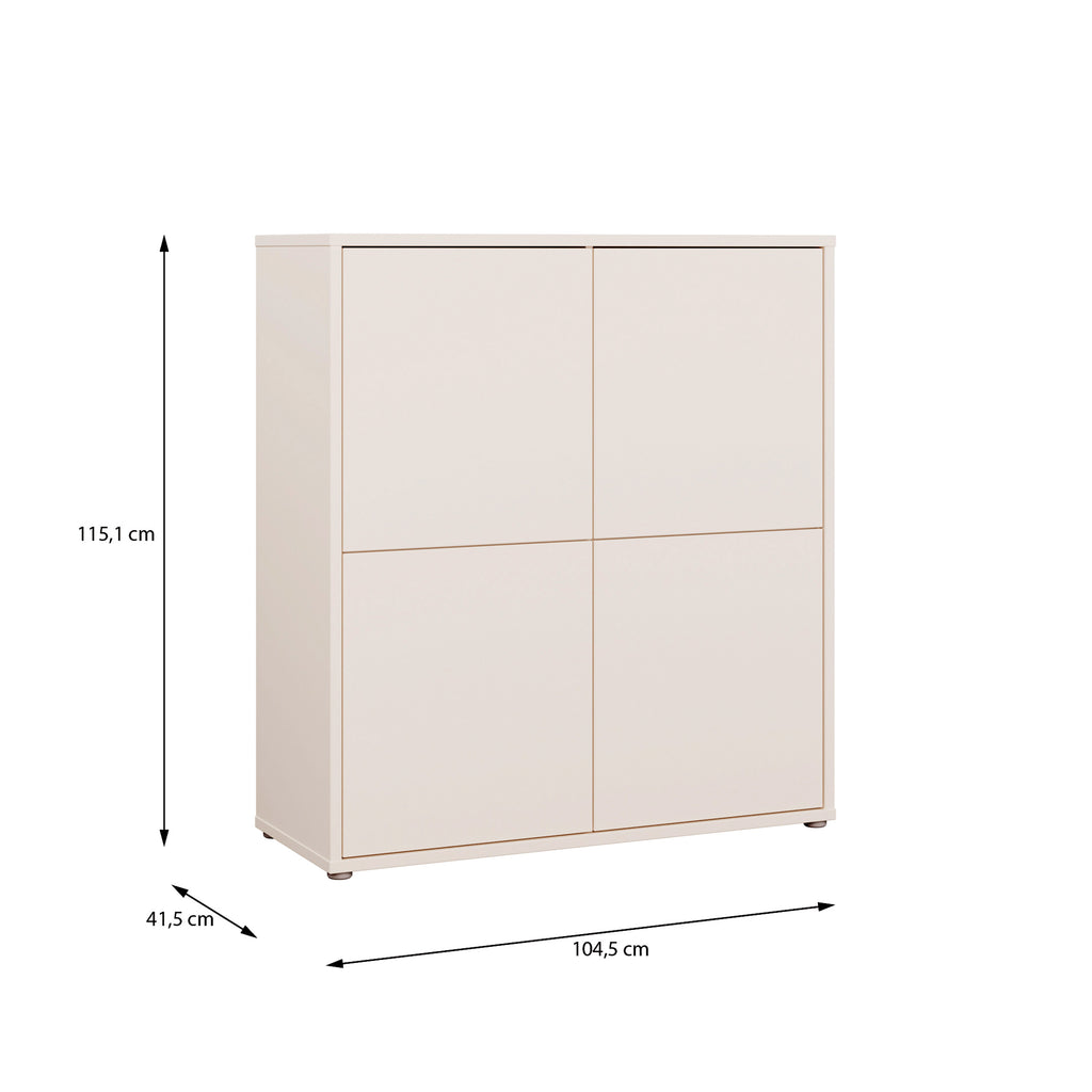 Alice Springs 4 Door Storage Cabinet with Push-to-Open Doors in Sand