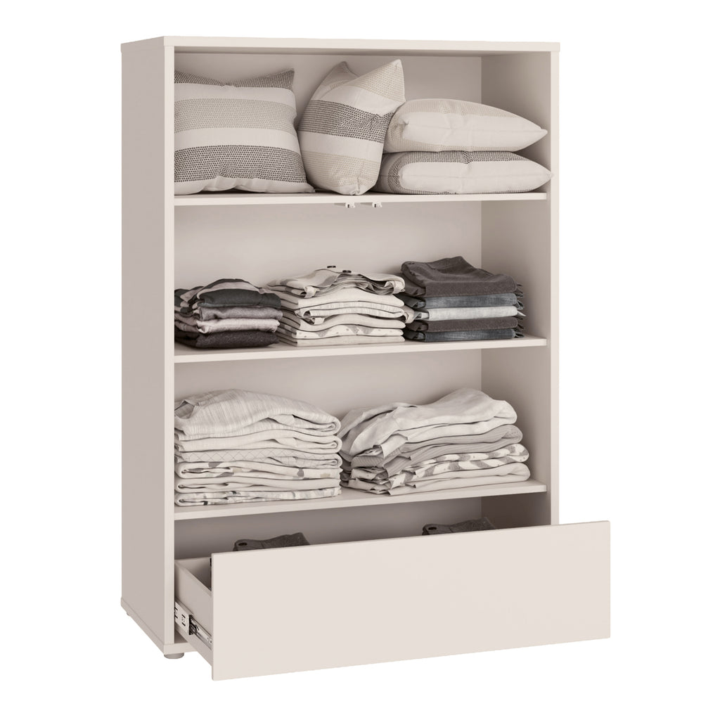 Alice Springs 2 Door Low Wardrobe with Push-to-Open Doors and Drawer in Sand