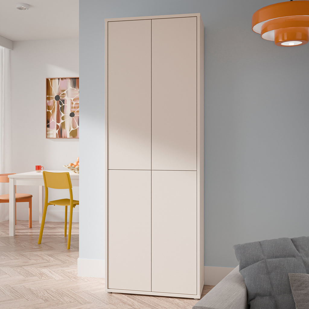 Alice Springs 4 Door Tall Storage Cabinet with Push-to-Open Doors in Sand