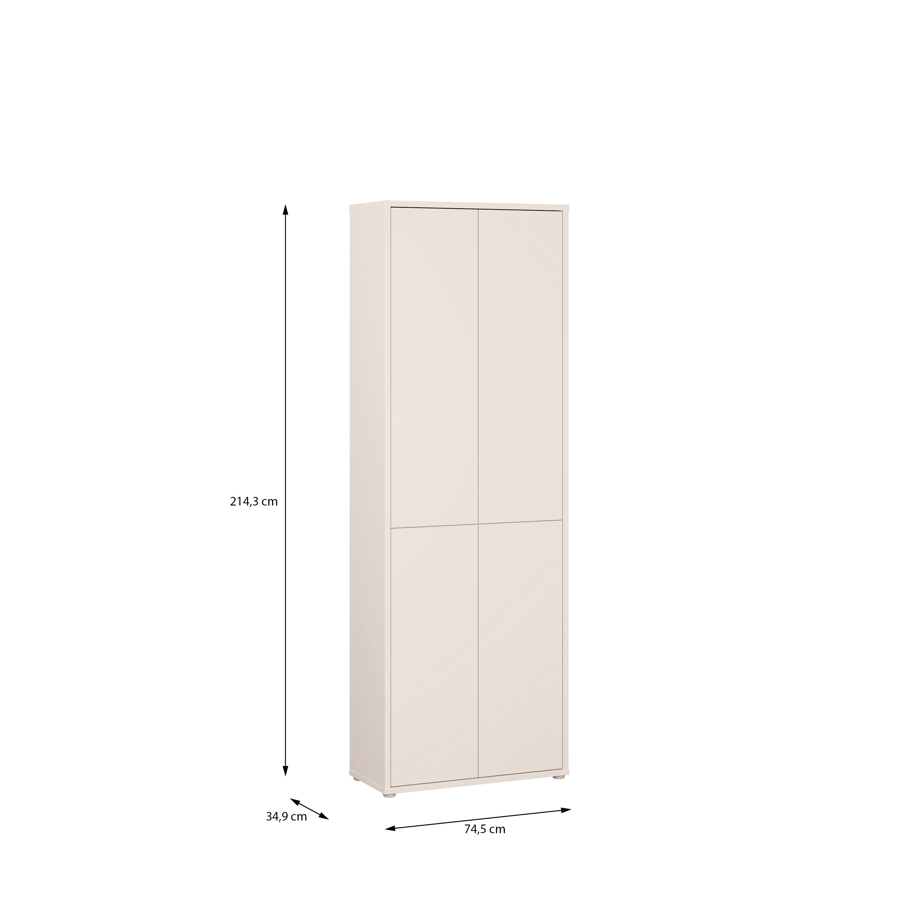 Alice Springs 4 Door Tall Storage Cabinet with Push-to-Open Doors in Sand