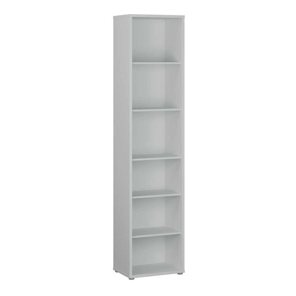 Alice Springs Tall Narrow Bookcase with 5 Shelves in Light Grey