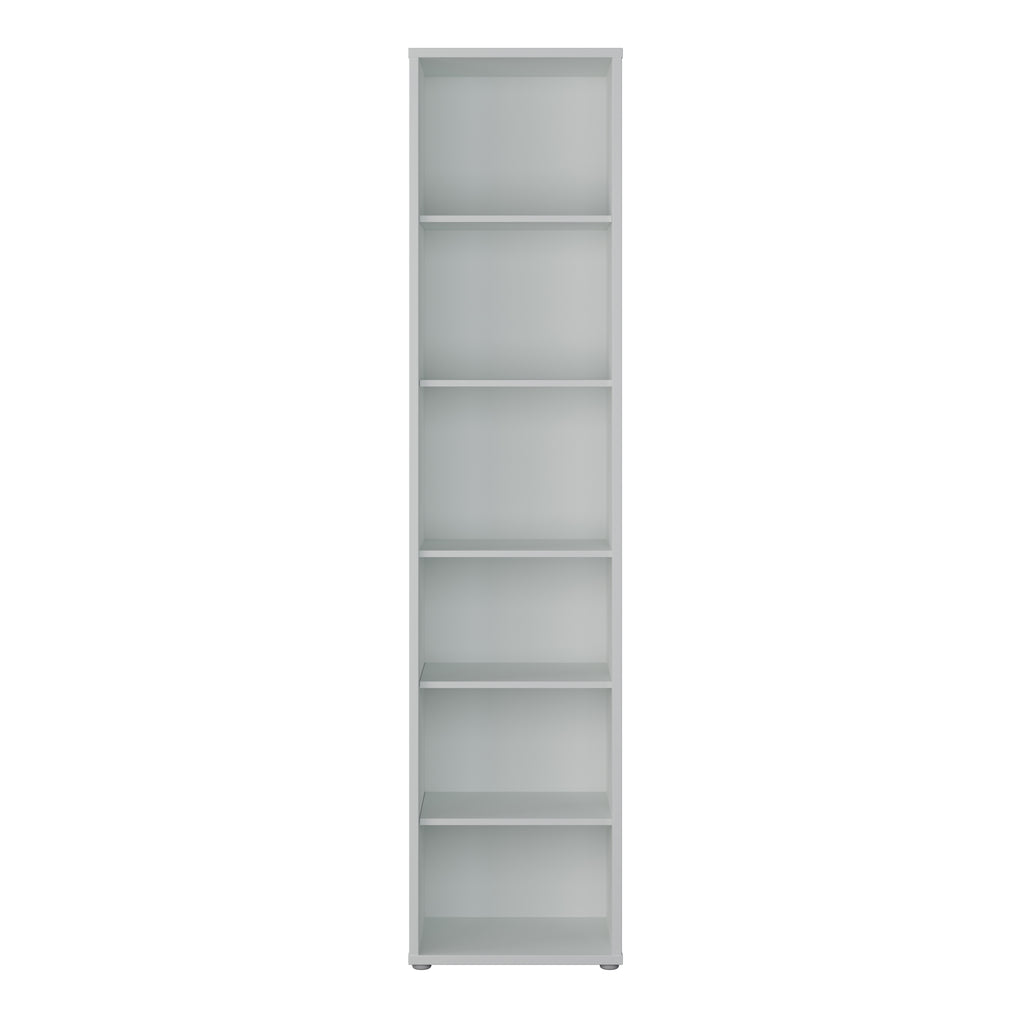 Alice Springs Tall Narrow Bookcase with 5 Shelves in Light Grey
