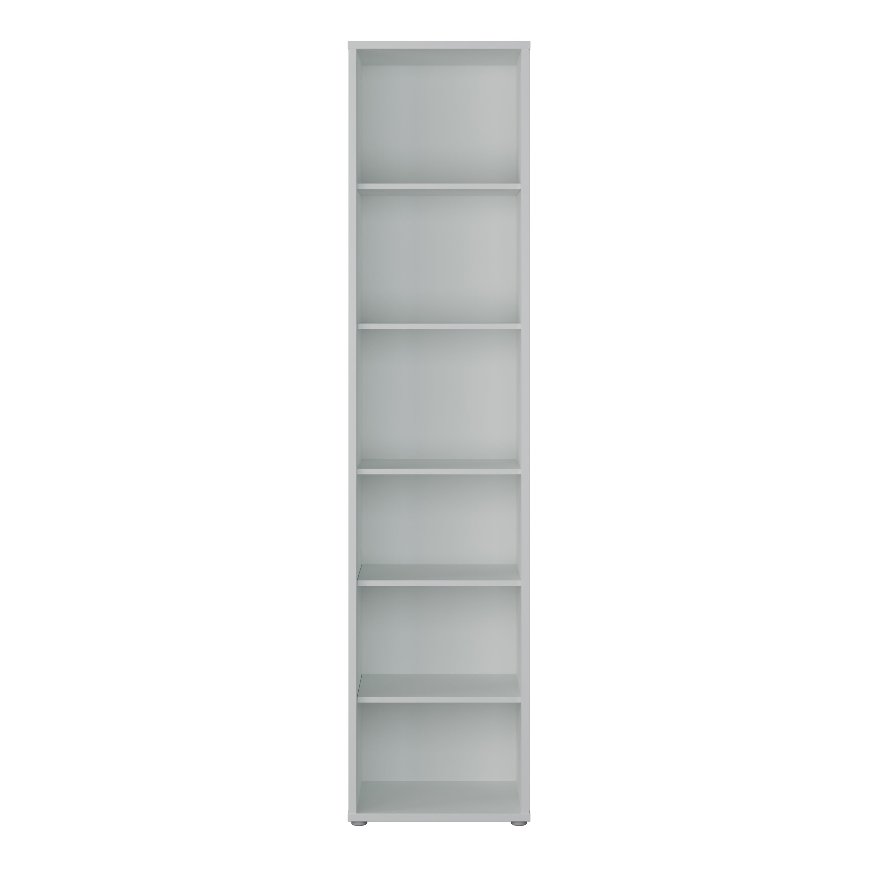 Alice Springs Tall Narrow Bookcase with 5 Shelves in Light Grey