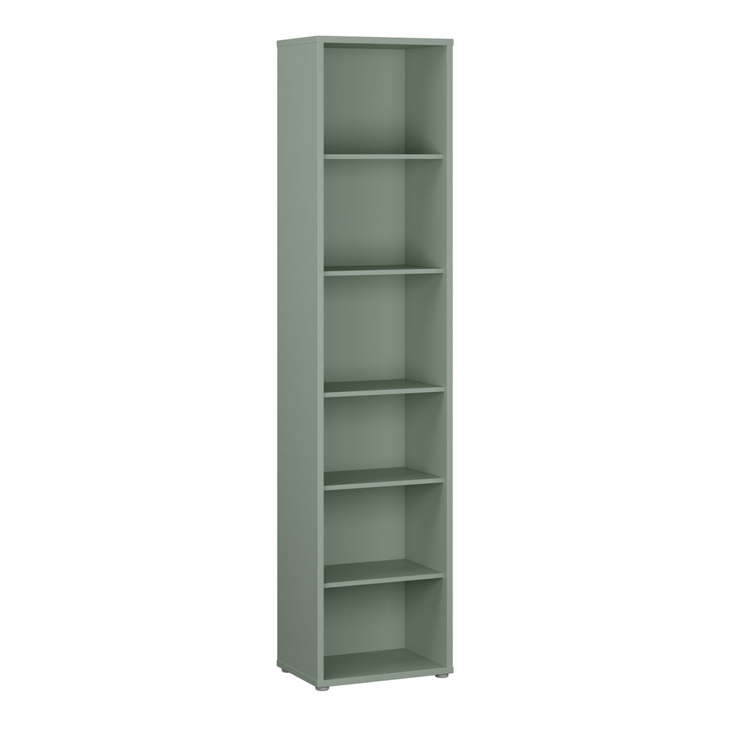 Alice Springs Tall Narrow Bookcase with 5 Shelves in Sage Green