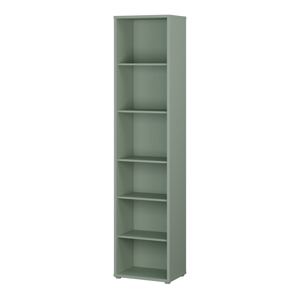 Alice Springs Tall Narrow Bookcase with 5 Shelves in Sage Green
