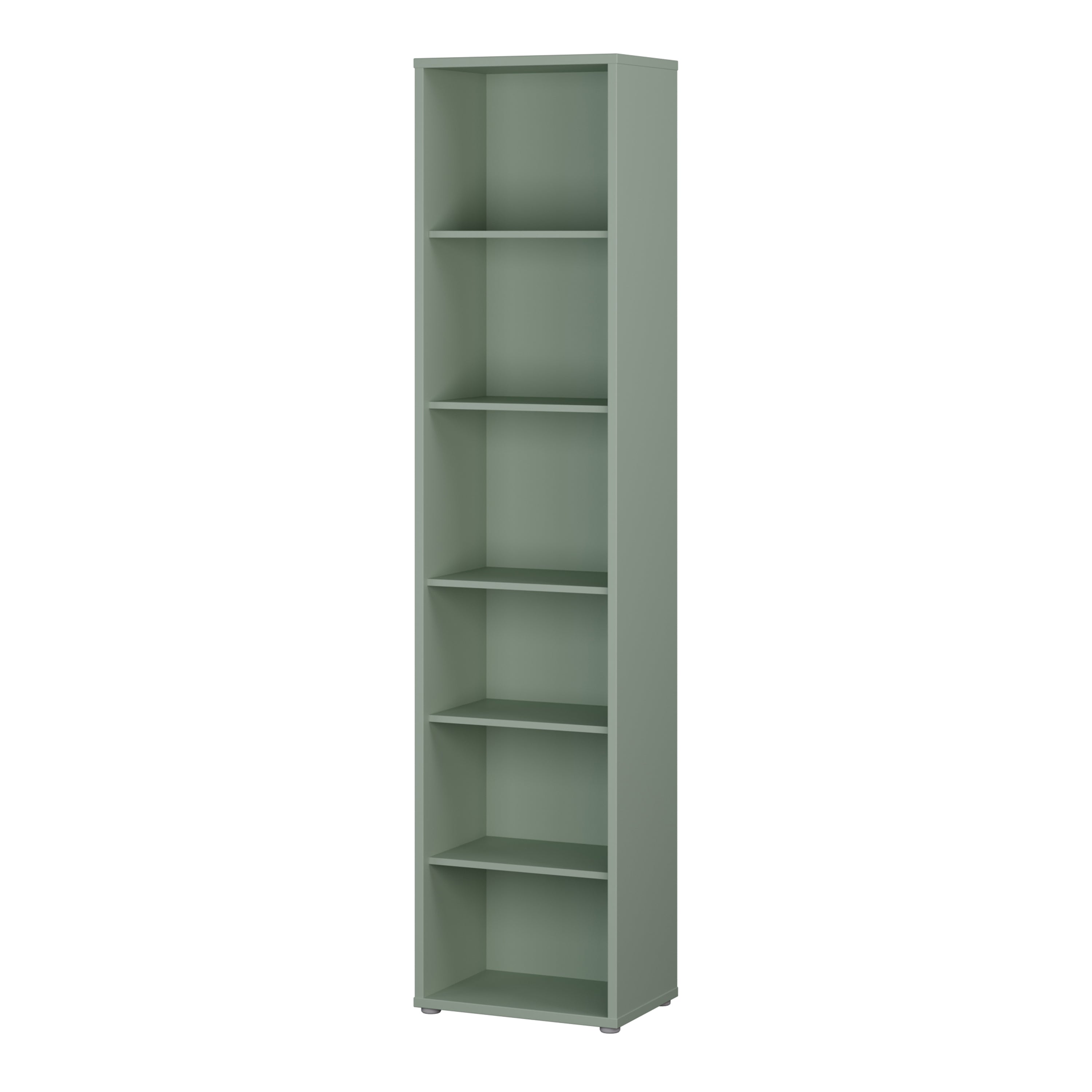 Alice Springs Tall Narrow Bookcase with 5 Shelves in Sage Green