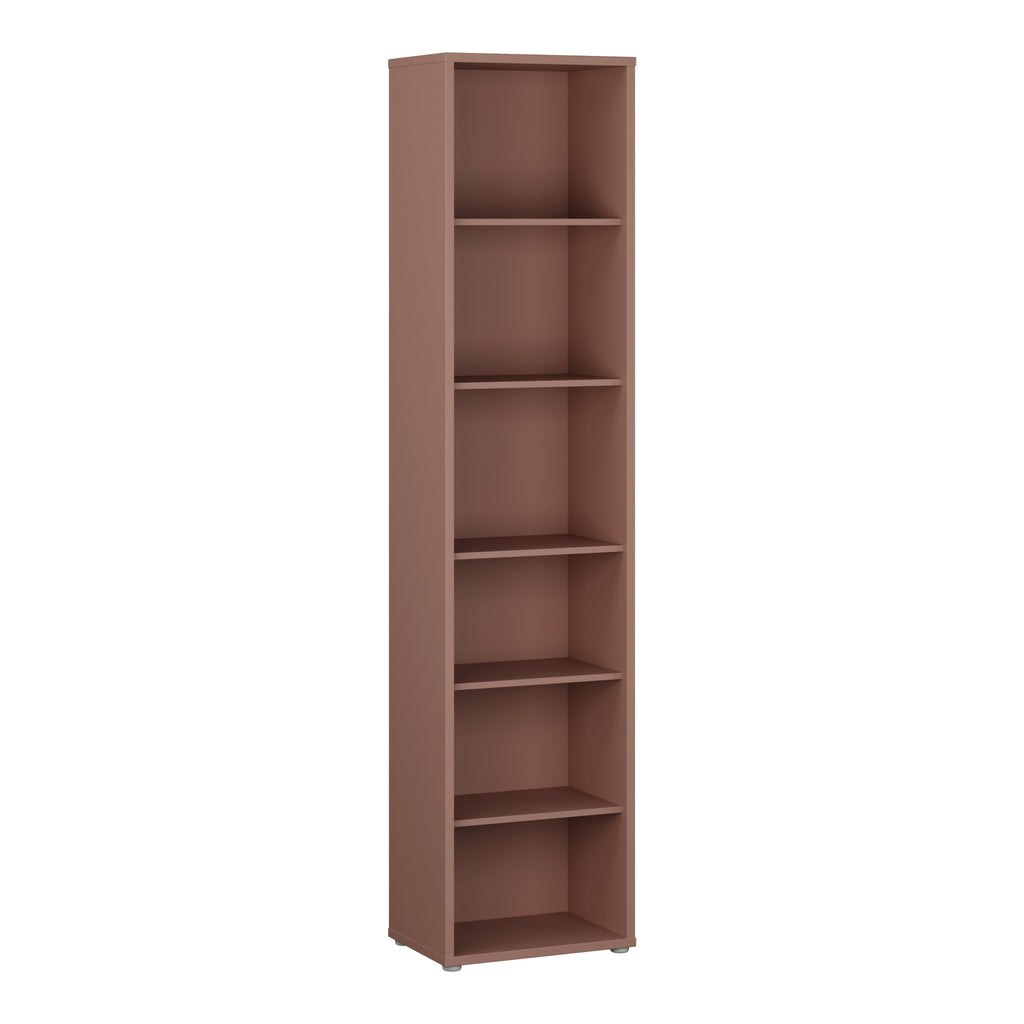 Alice Springs Tall Narrow Bookcase with 5 Shelves in Terracotta