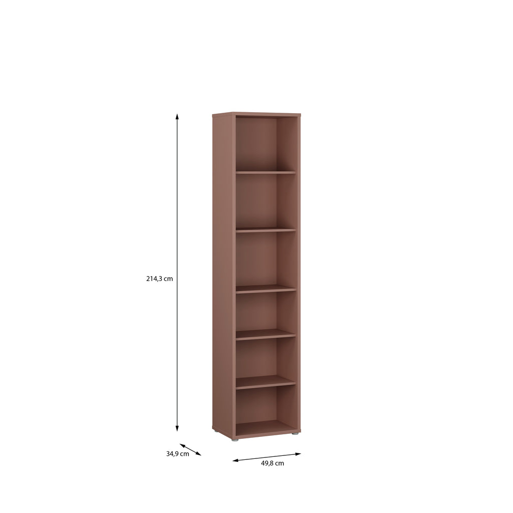 Alice Springs Tall Narrow Bookcase with 5 Shelves in Terracotta