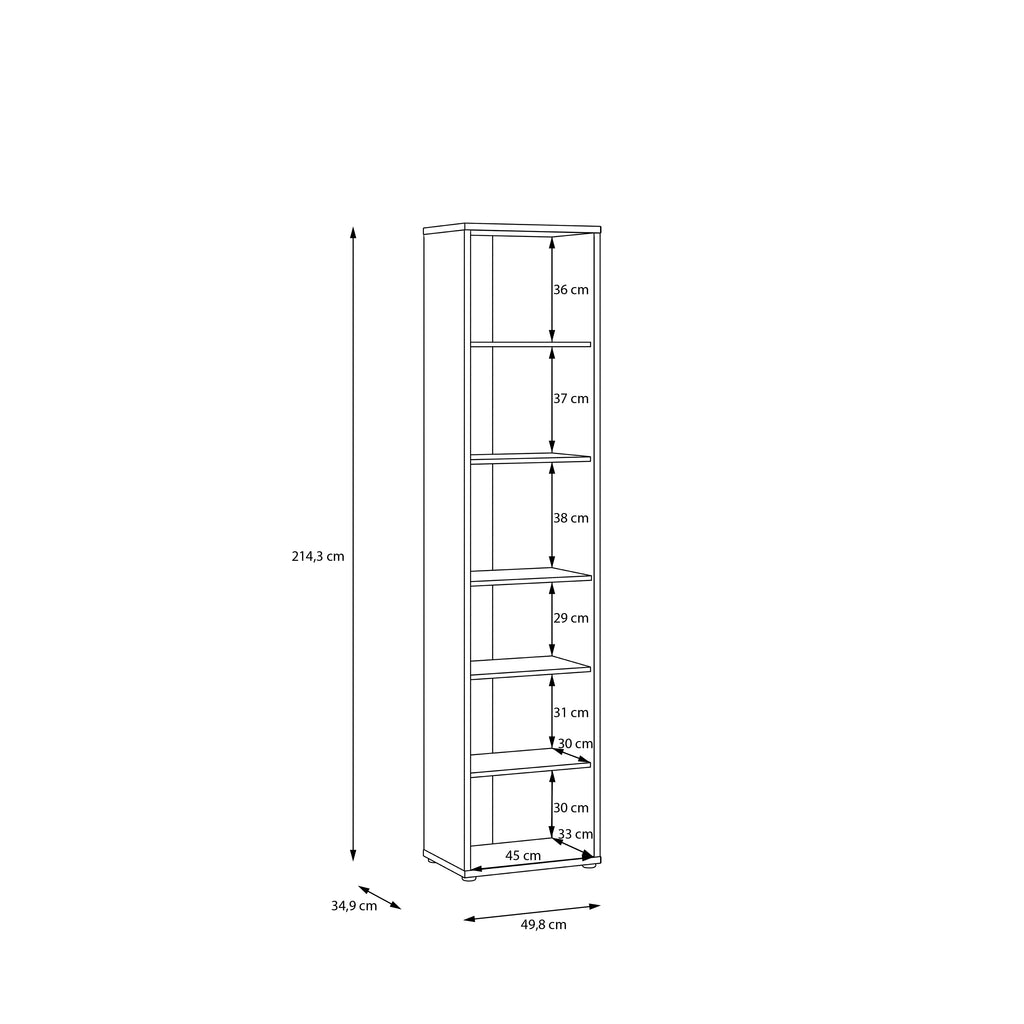 Alice Springs Tall Narrow Bookcase with 5 Shelves in Terracotta