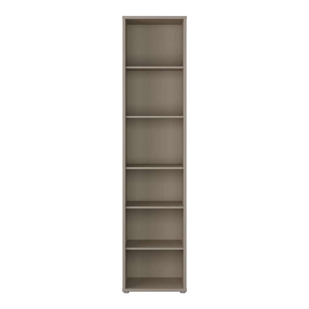 Alice Springs Tall Narrow Bookcase with 5 Shelves in Taupe