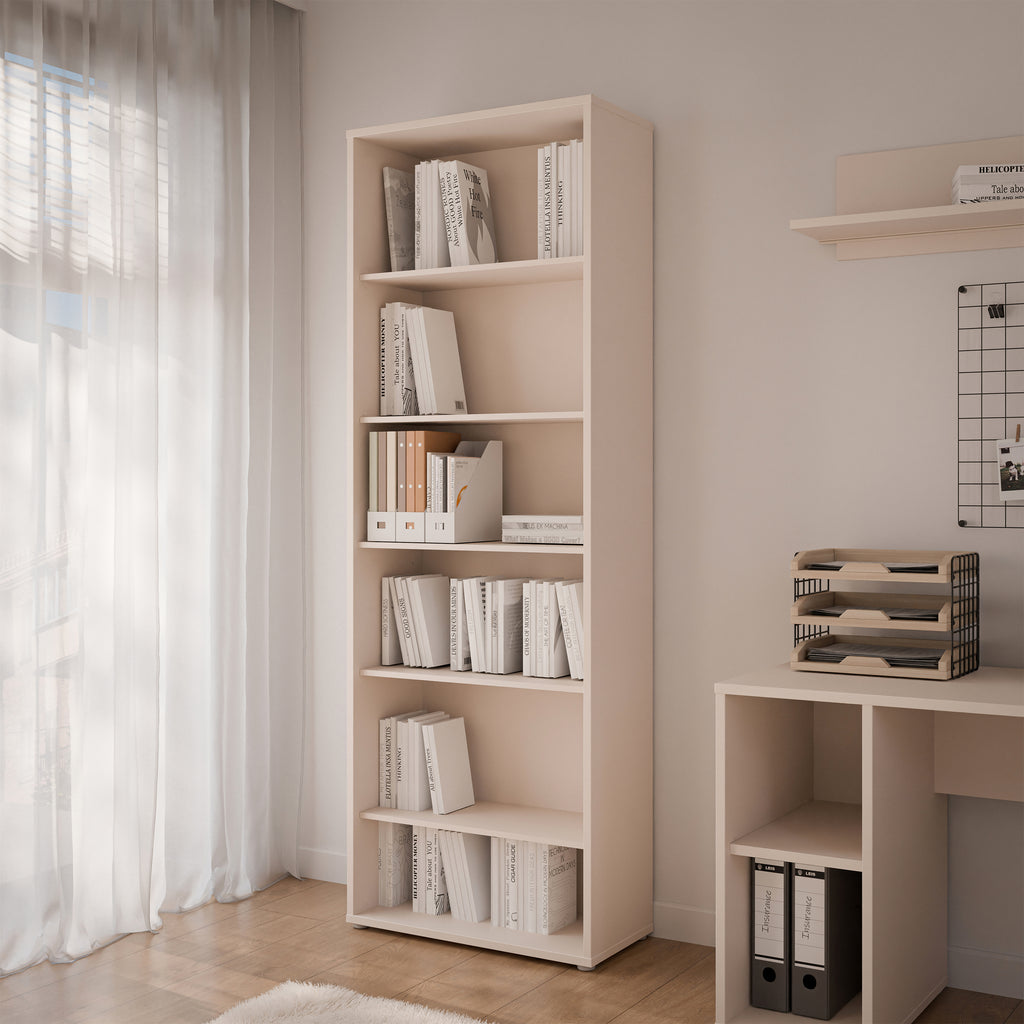 Alice Springs Tall Wide Bookcase with 5 Shelves in Sand