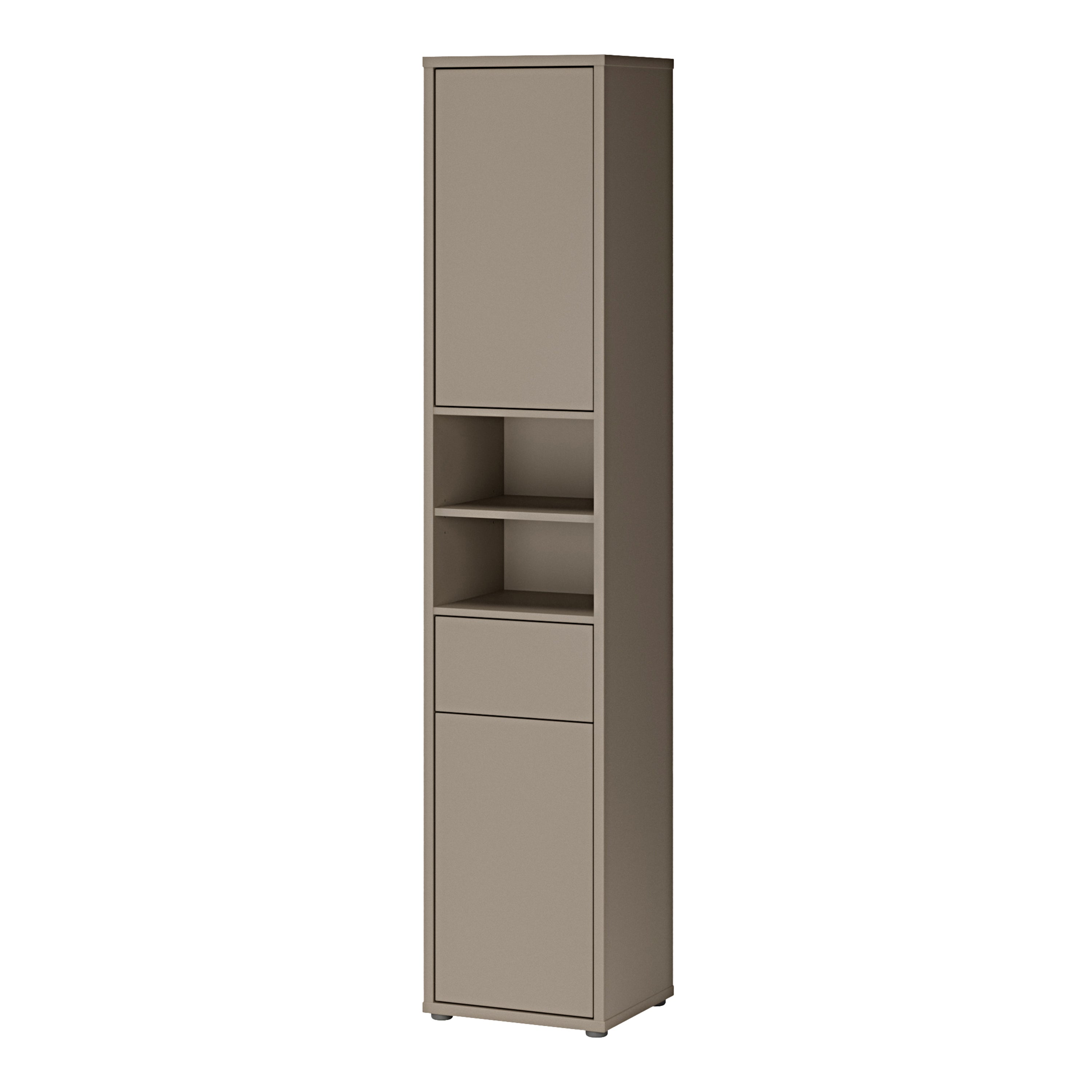 Alice Springs Tall Narrow Bathroom Storage Cabinet with 2 Doors Push-to-Open & 1 Drawer Push-to-Open in Taupe