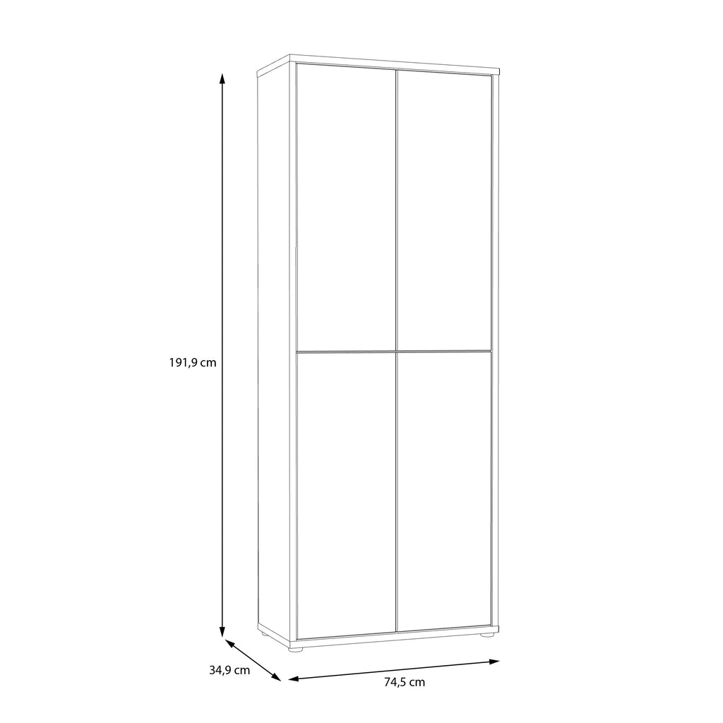 Alice Springs Shoe Cabinet with 4 Doors Push-to-Open in Artisan Oak
