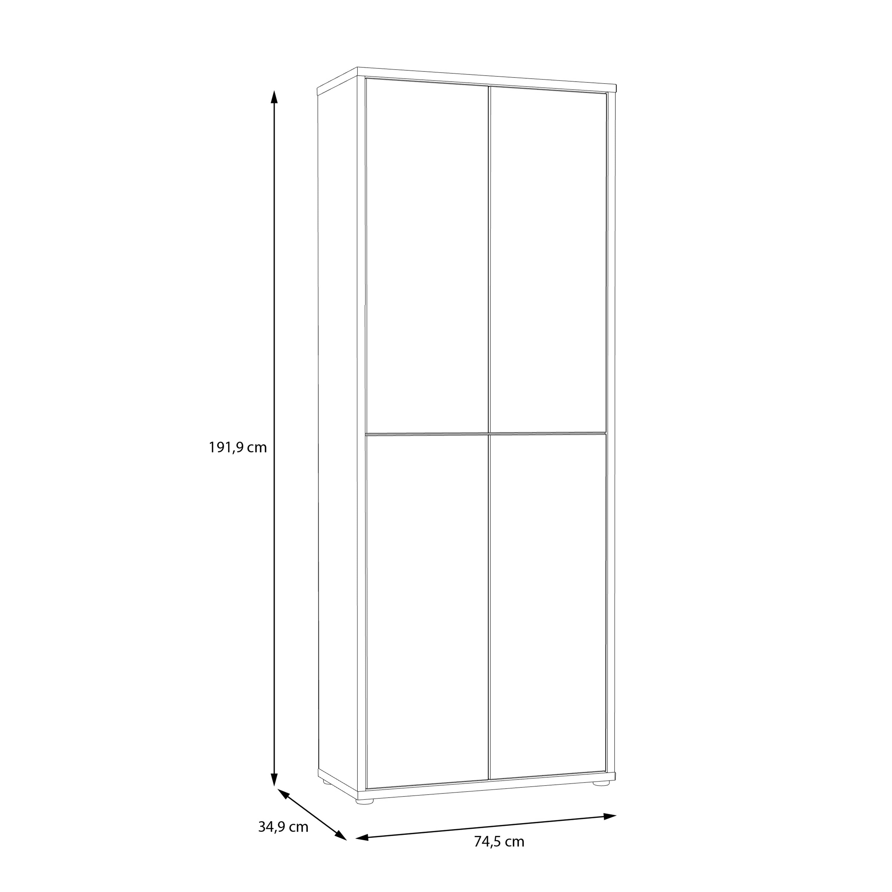 Alice Springs Shoe Cabinet with 4 Doors Push-to-Open in Artisan Oak
