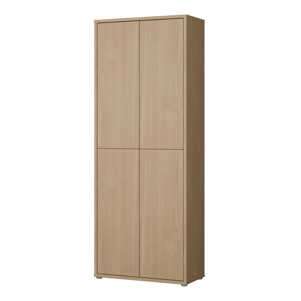 Alice Springs Tall Shoe Cabinet with 4 Doors Push-to-Open in Elegancia Oak