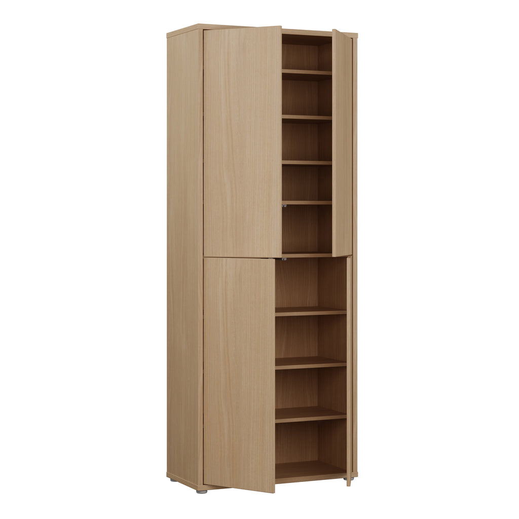 Alice Springs Tall Shoe Cabinet with 4 Doors Push-to-Open in Elegancia Oak