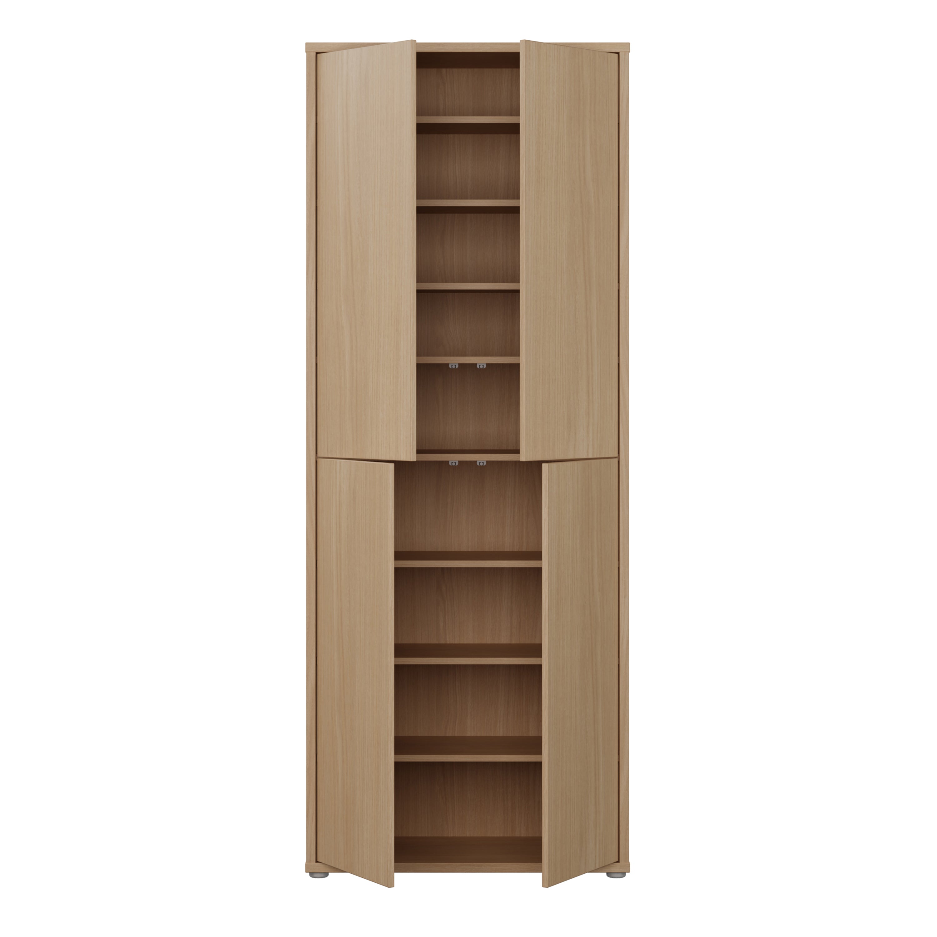 Alice Springs Tall Shoe Cabinet with 4 Doors Push-to-Open in Elegancia Oak