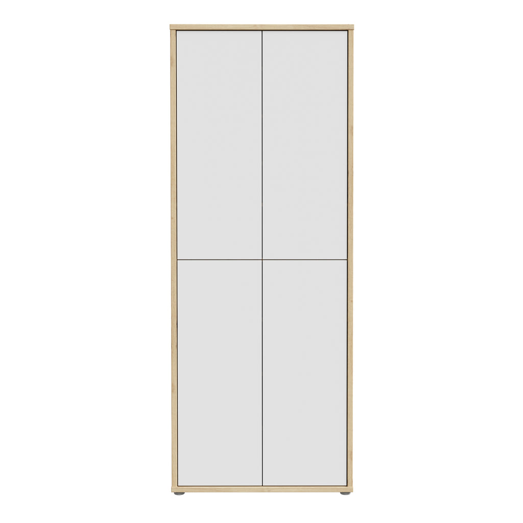 Alice Springs Shoe Cabinet with 4 Doors Push-to-Open in Artisan Oak and Light Grey Doors