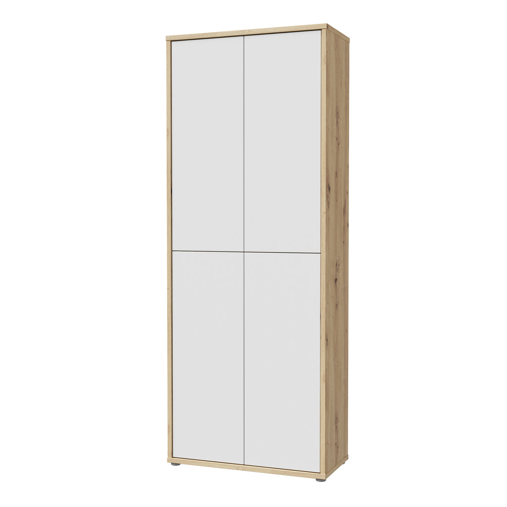 Alice Springs Shoe Cabinet with 4 Doors Push-to-Open in Artisan Oak and Light Grey Doors