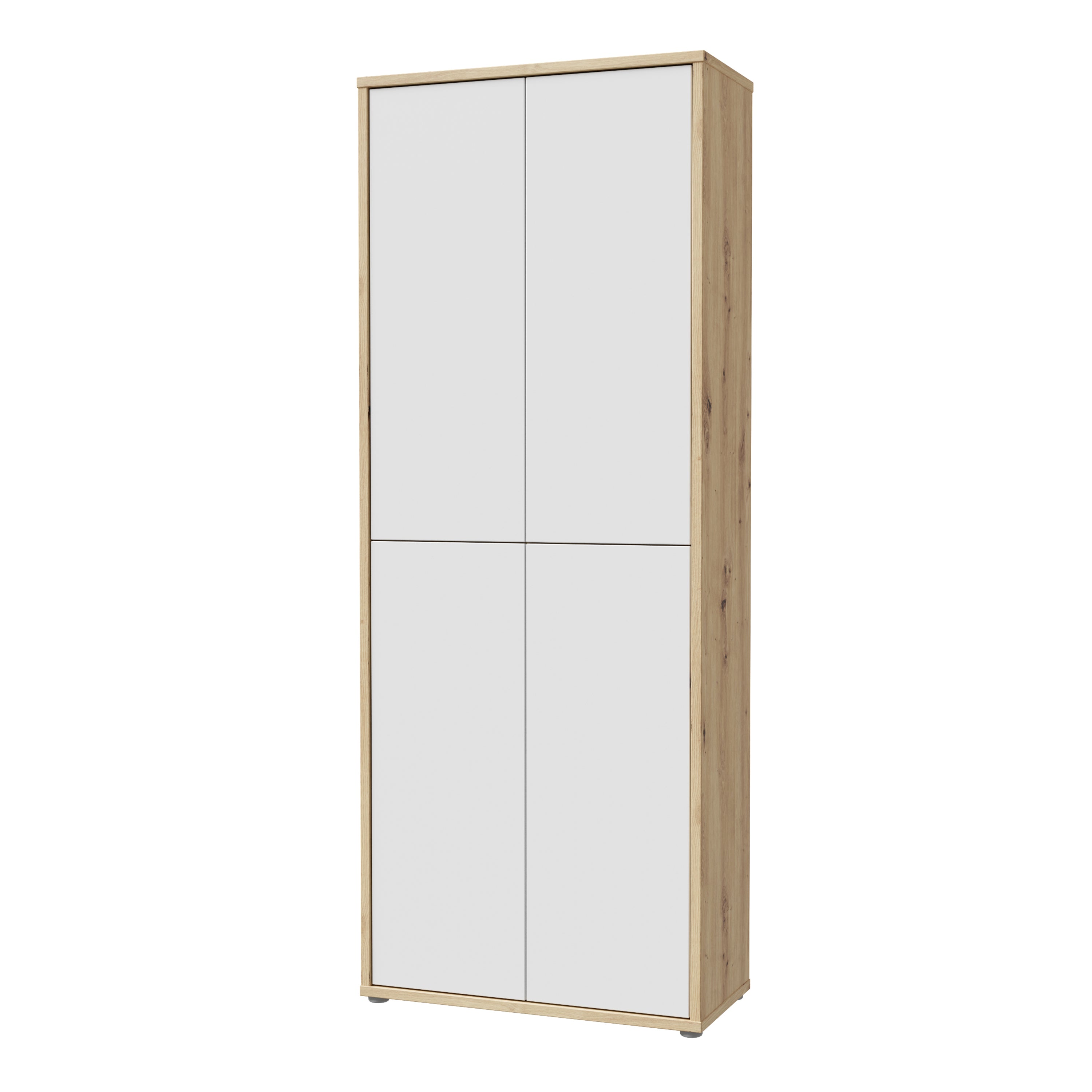 Alice Springs Shoe Cabinet with 4 Doors Push-to-Open in Artisan Oak and Light Grey Doors