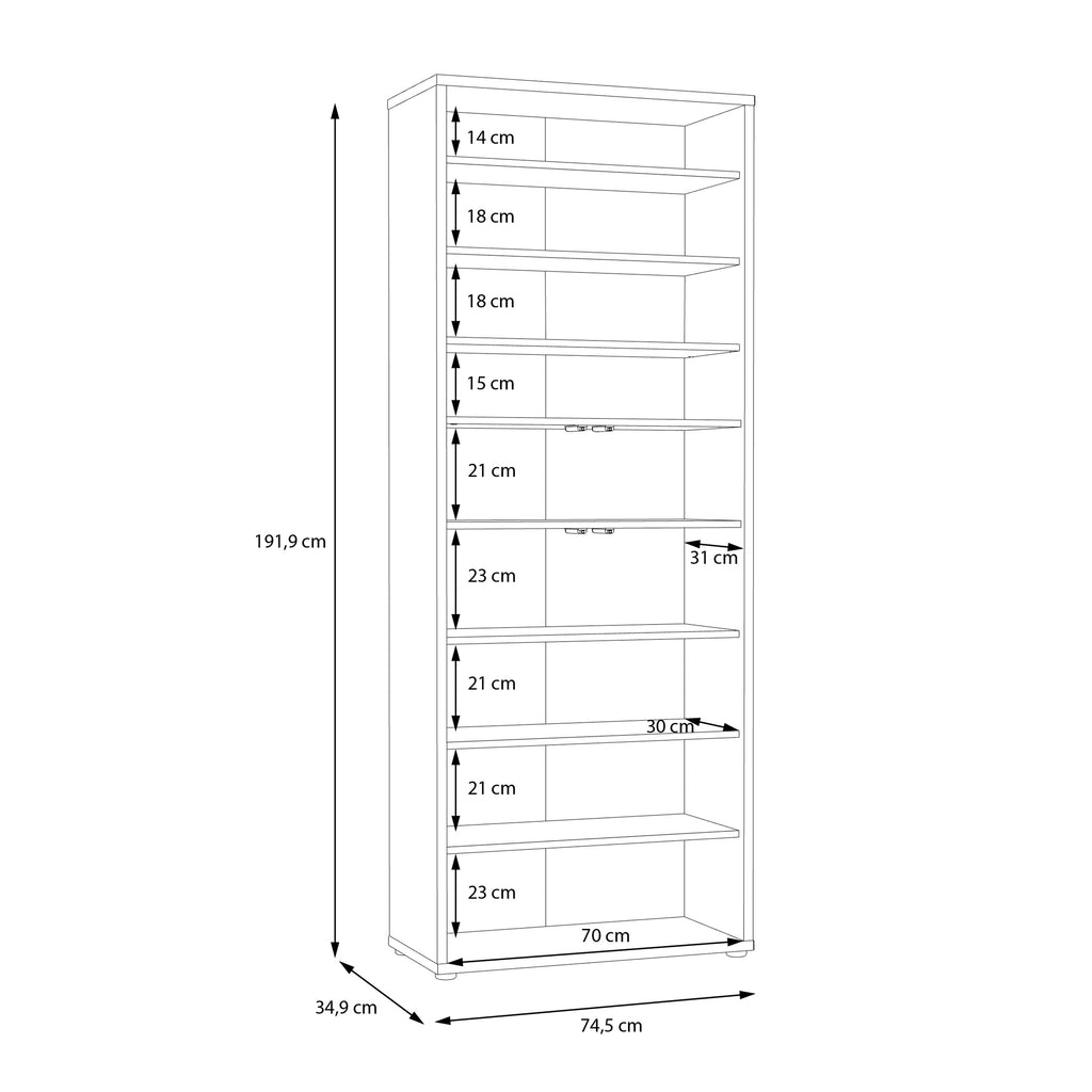 Alice Springs Shoe Cabinet with 4 Doors Push-to-Open in Artisan Oak and Light Grey Doors