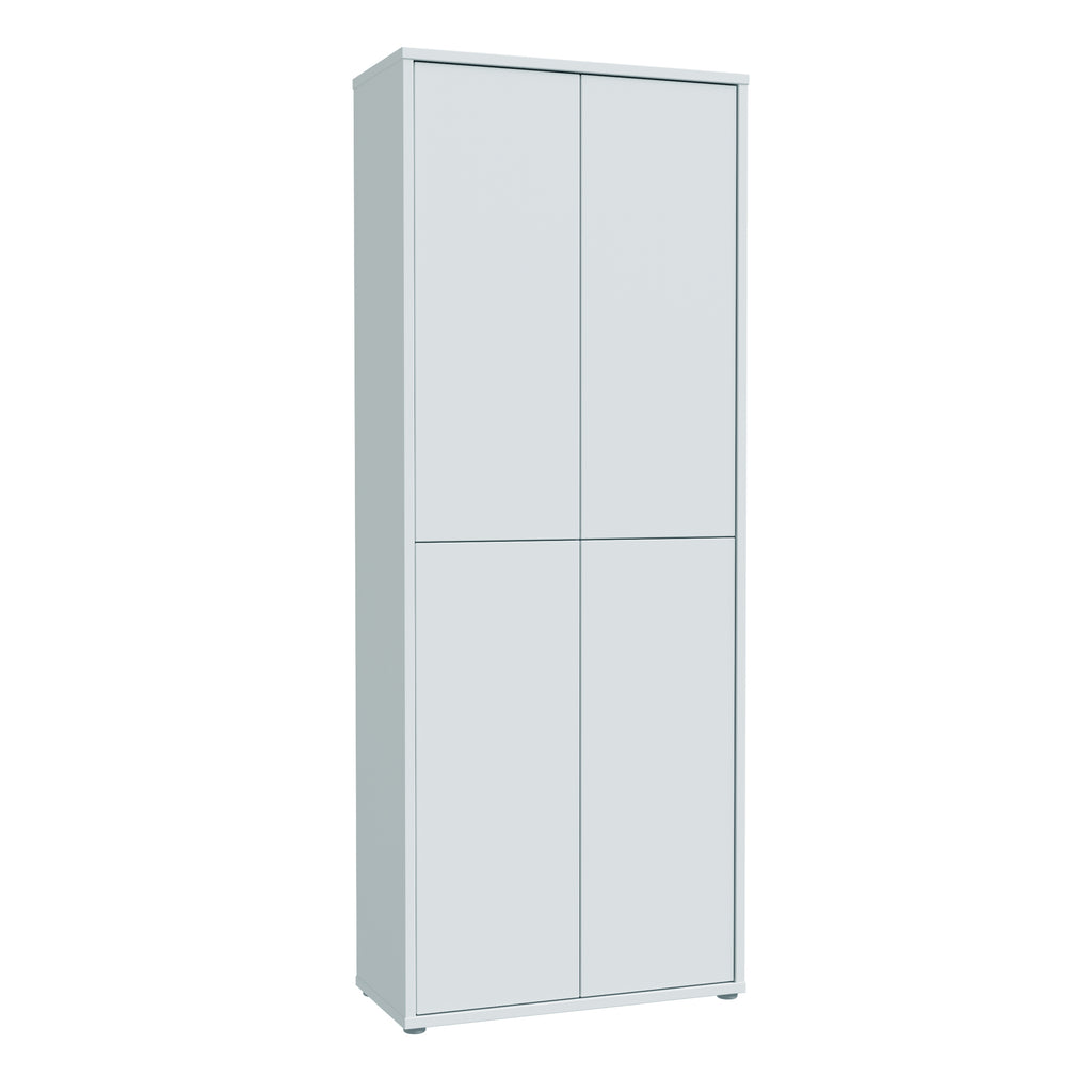 Alice Springs Tall Shoe Cabinet with 4 Doors Push-to-Open in Light Grey