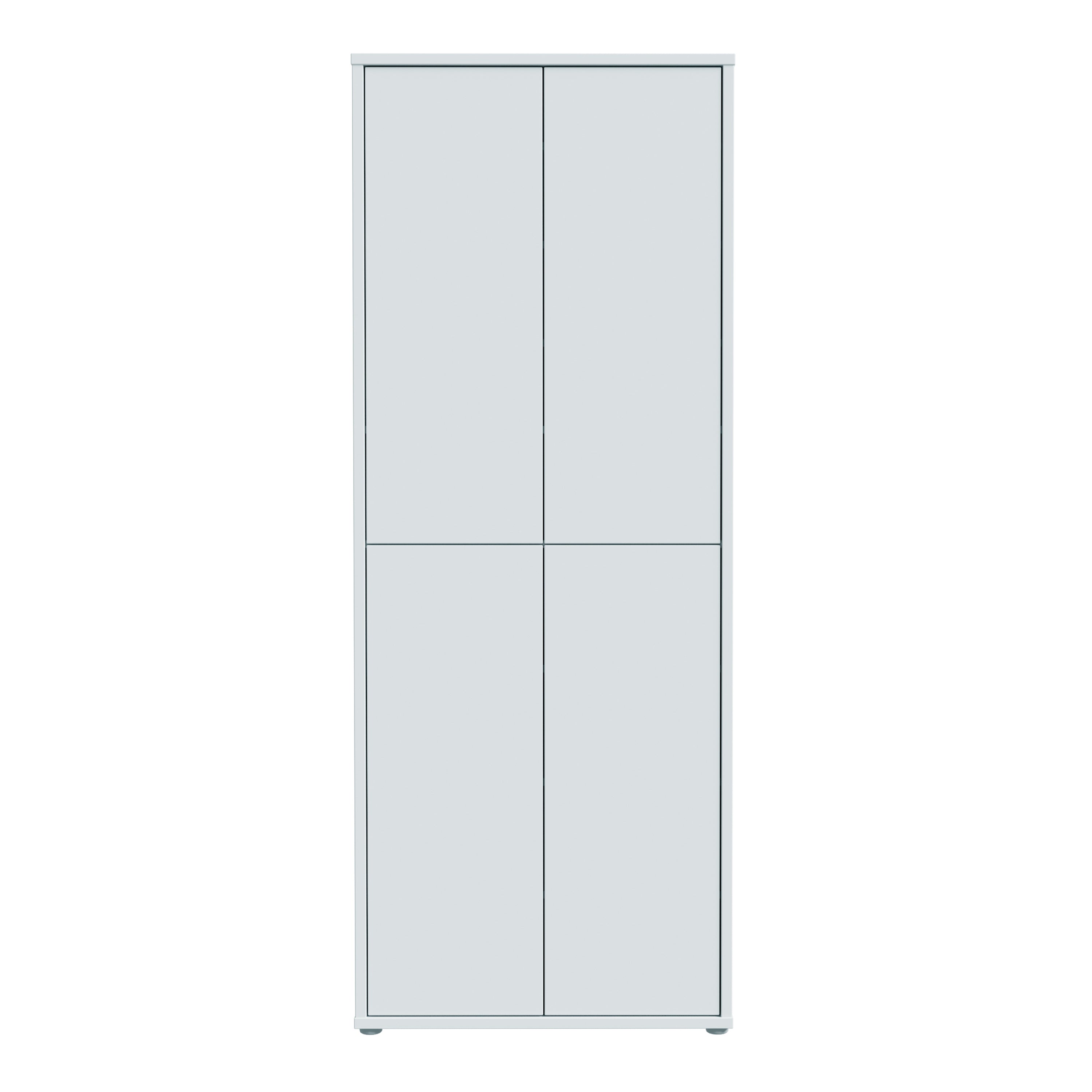 Alice Springs Tall Shoe Cabinet with 4 Doors Push-to-Open in Light Grey
