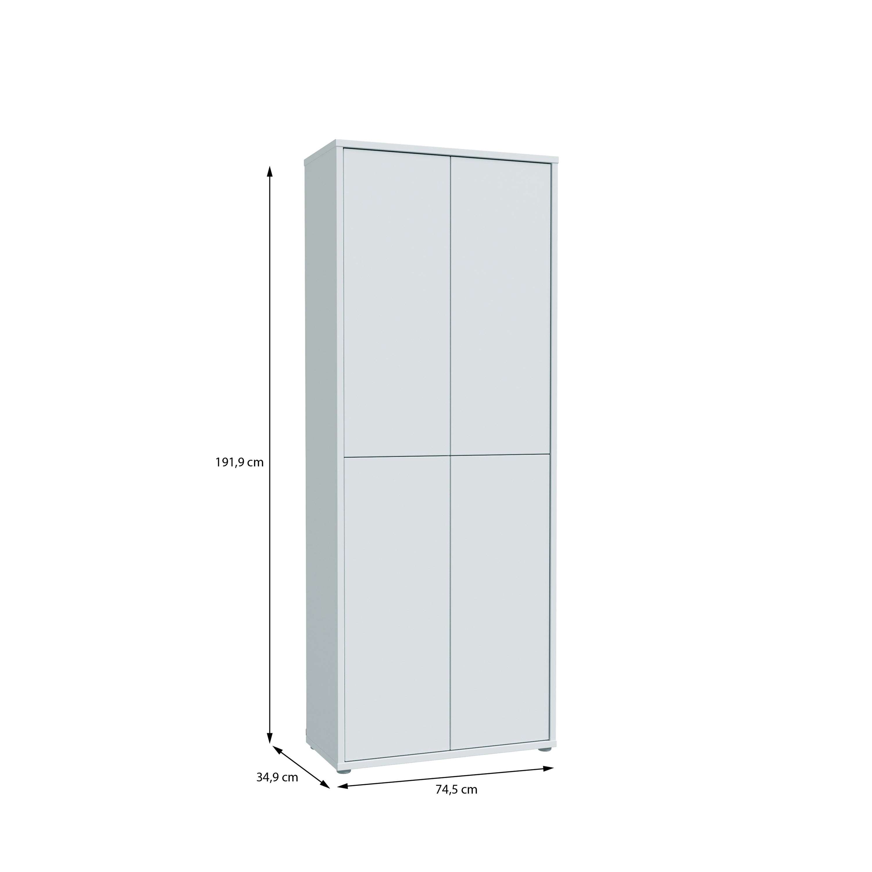 Alice Springs Tall Shoe Cabinet with 4 Doors Push-to-Open in Light Grey