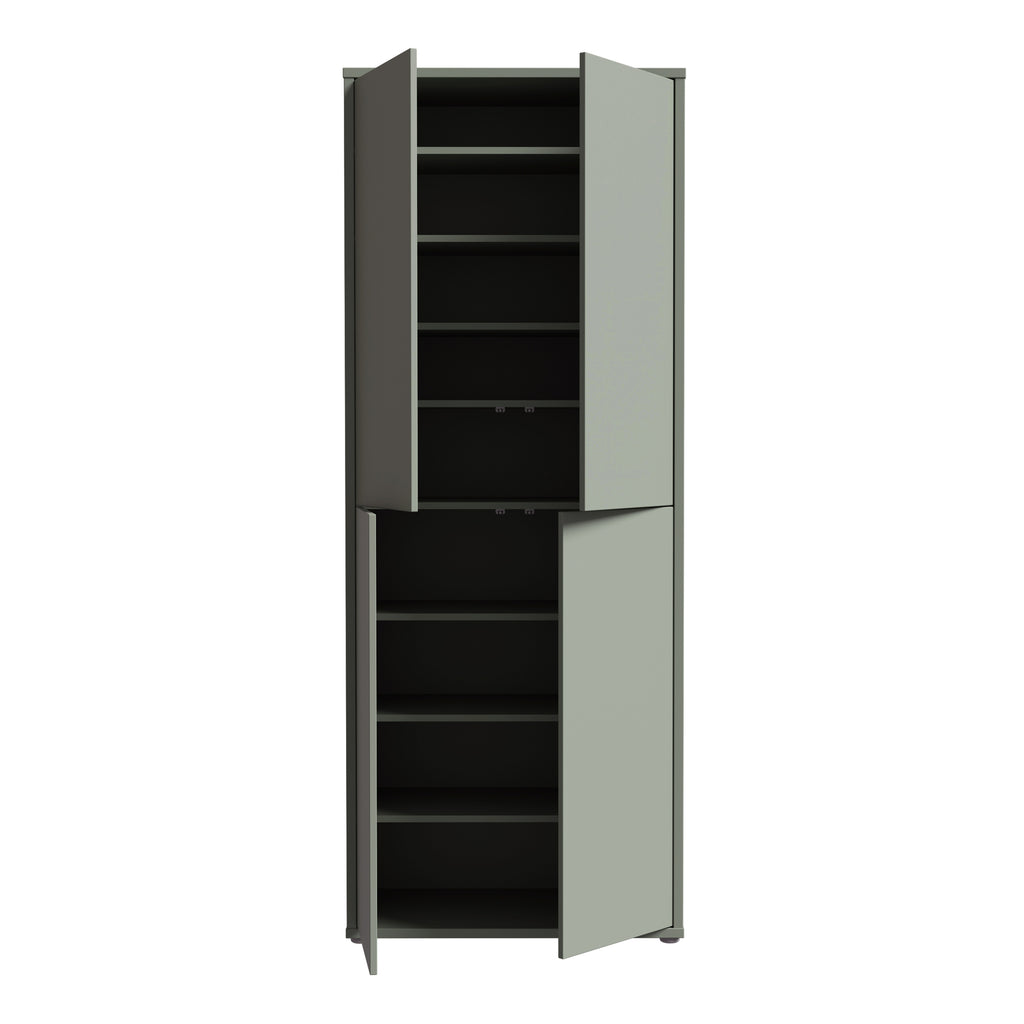 Alice Springs Tall Shoe Cabinet with 4 Doors Push-to-Open in Sage Green