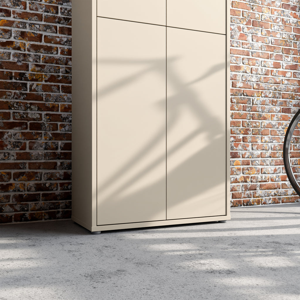Alice Springs Tall Shoe Cabinet with 4 Doors Push-to-Open in Sand