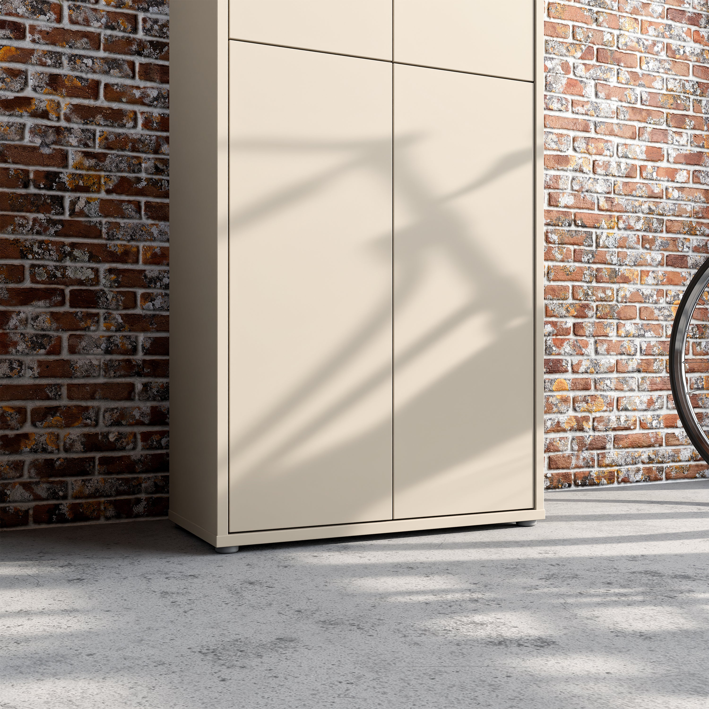 Alice Springs Tall Shoe Cabinet with 4 Doors Push-to-Open in Sand