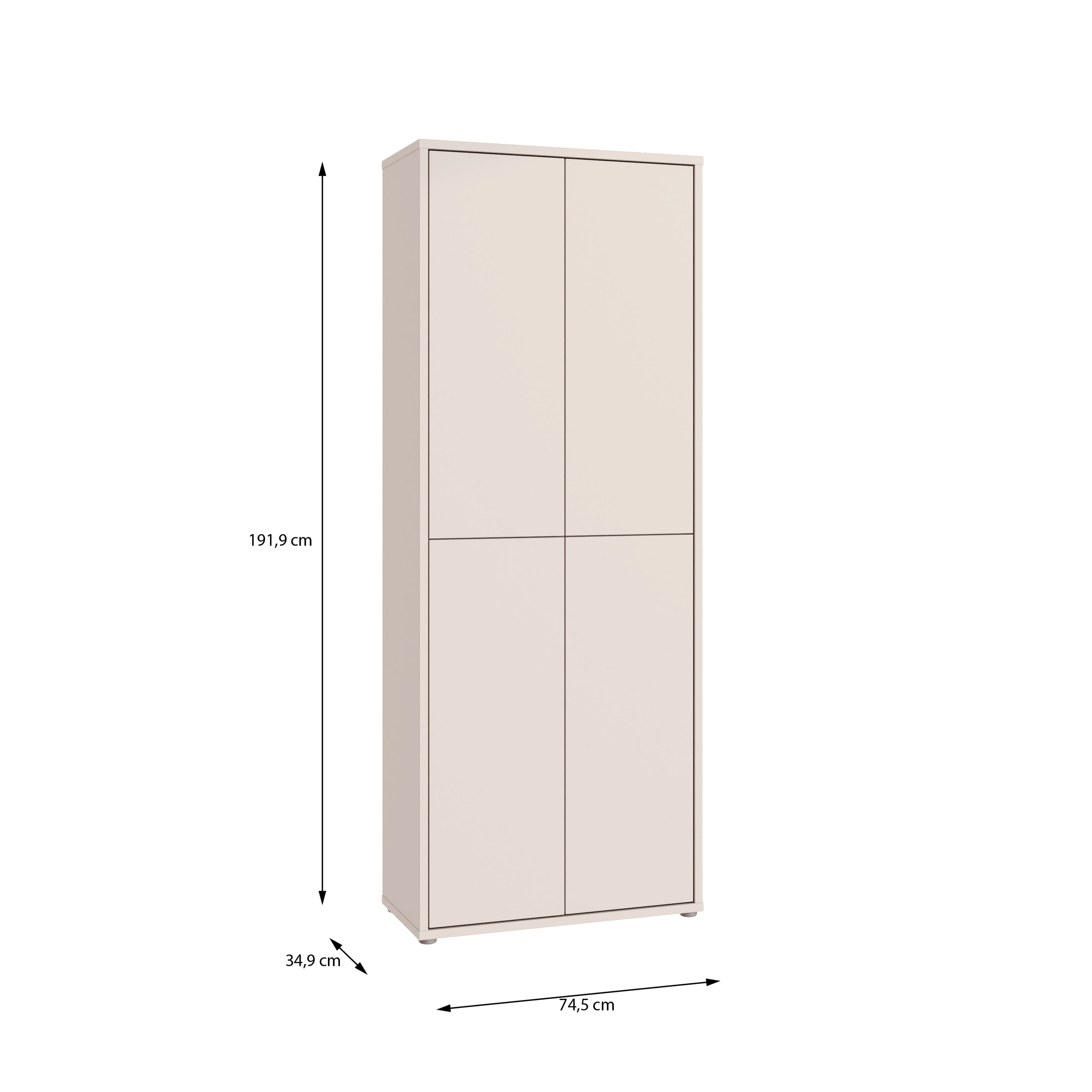 Alice Springs Tall Shoe Cabinet with 4 Doors Push-to-Open in Sand