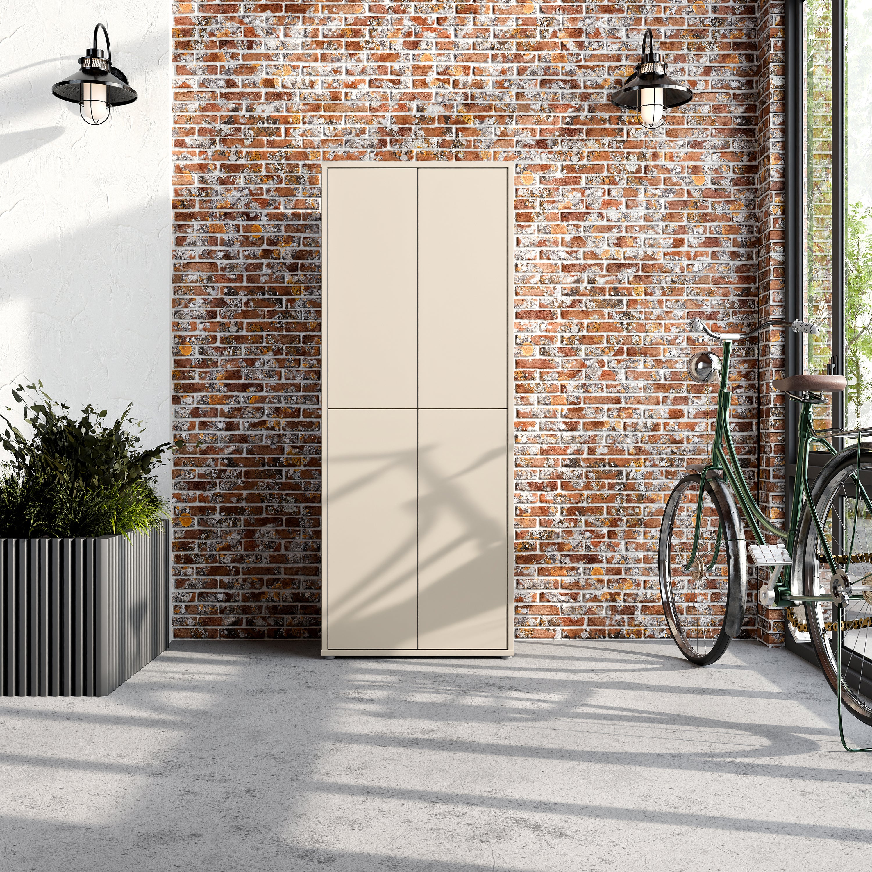 Alice Springs Tall Shoe Cabinet with 4 Doors Push-to-Open in Sand