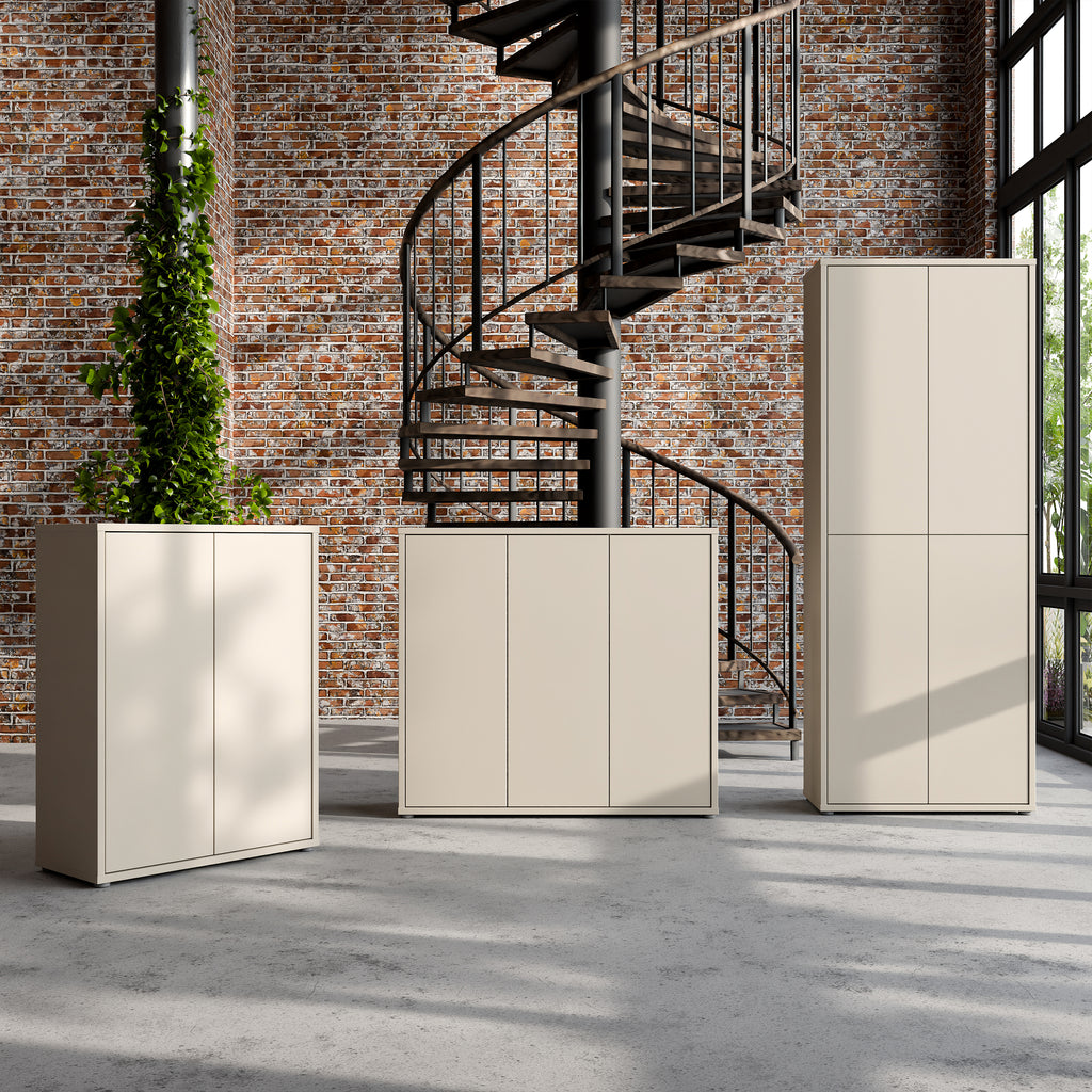 Alice Springs Tall Shoe Cabinet with 4 Doors Push-to-Open in Sand