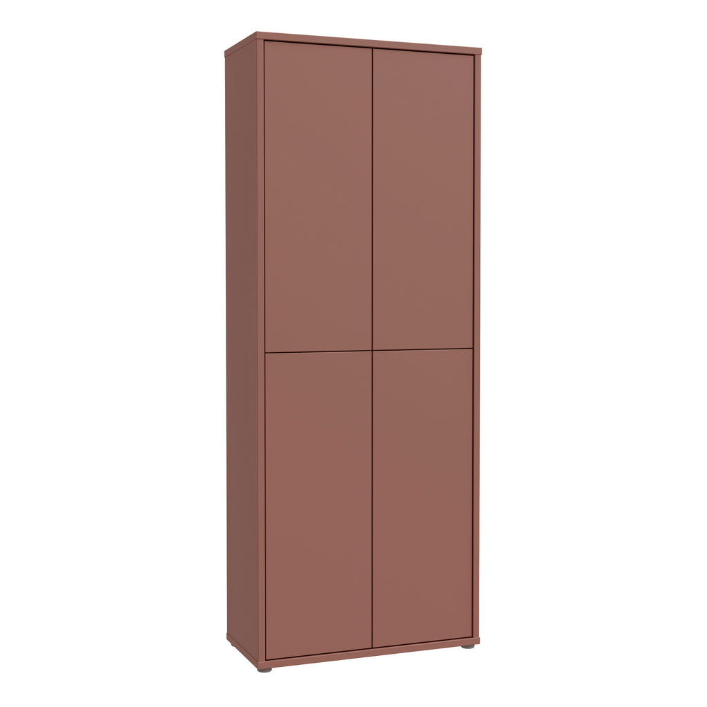 Alice Springs Tall Shoe Cabinet with 4 Doors Push-to-Open in Terracotta